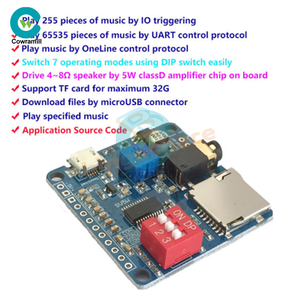 1/2/5/10X 5W Voice/MP3 Player Module IO Trigger/Serial Port Control Playback –