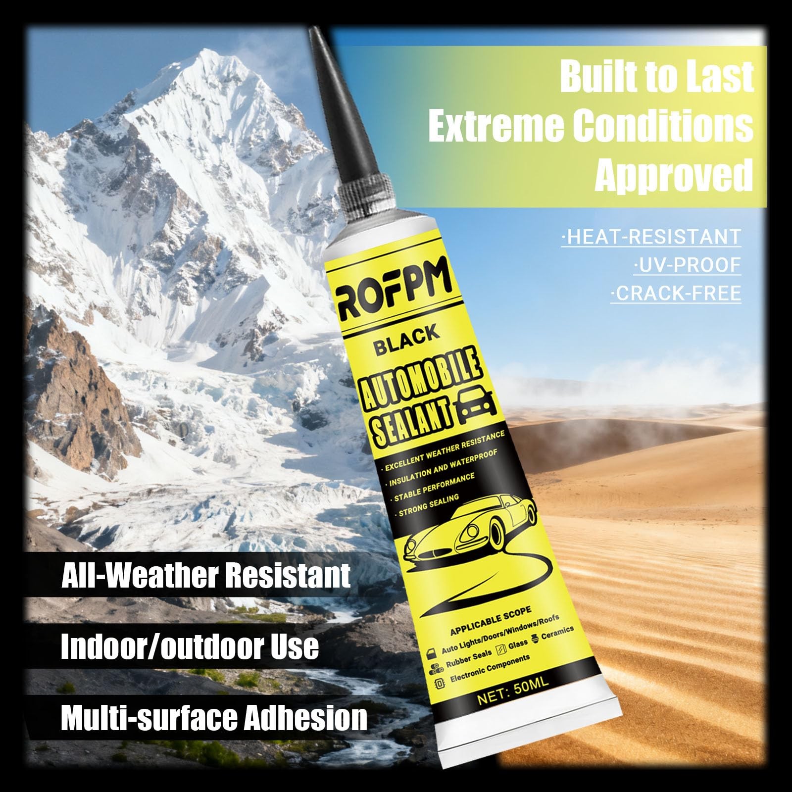 Automotive Adhesive Sealant Black, 100ml Auto Body Glue Heat Resistant, Silic…