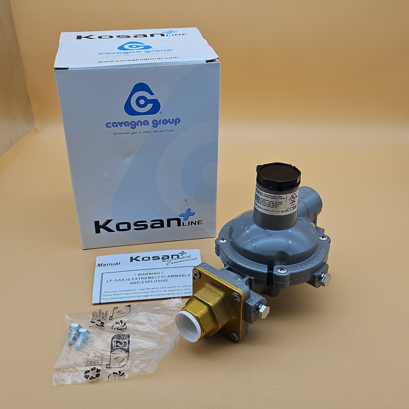 Cavagna Group Kosan Line Twin Stage Regulator 988TW-17 11″ WC 750000 BTU New