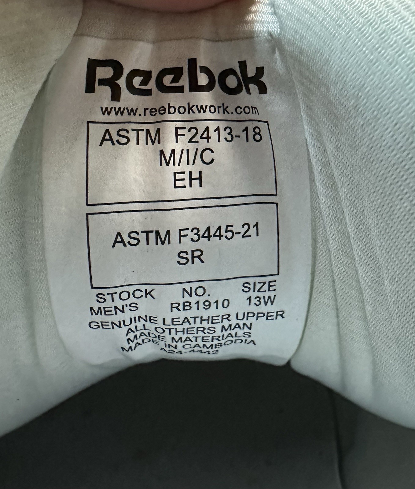Reebok ASTM F2413-18 Work Safety Shoes Men’s Size 13W – Steel Toe Suede Leather