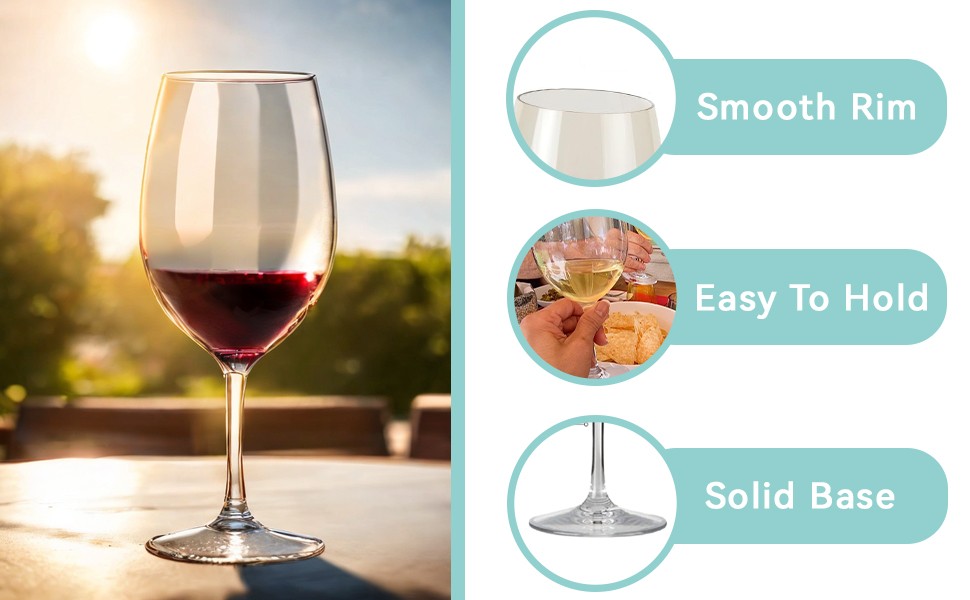 Unbreakable Cabernet and Merlot Bordeaux Red Wine Glasses, Made of Shatterproof