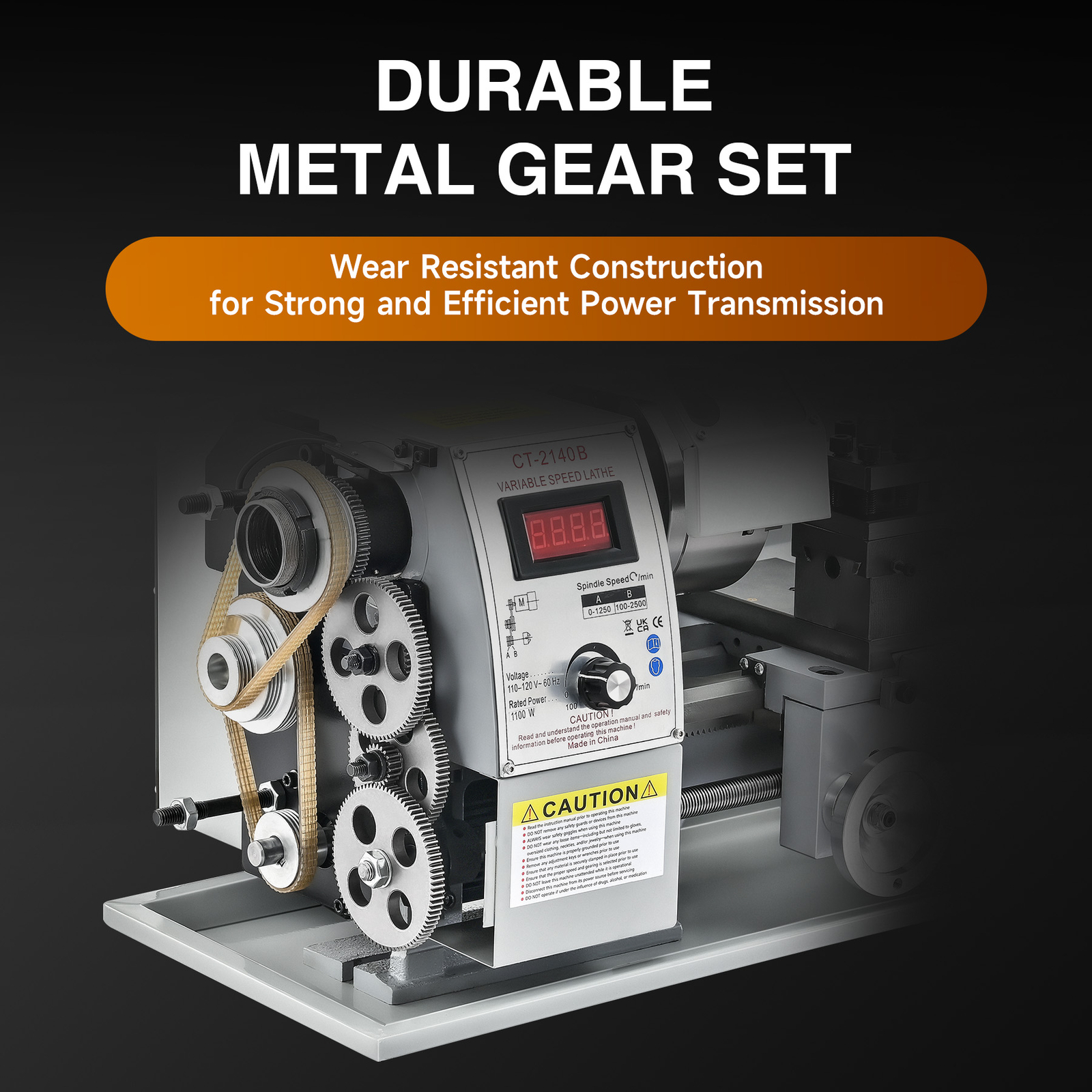 8×16″ Mini Metal Lathe Digital Metal Gear Brushless-Motor Full-Set 1.5HP