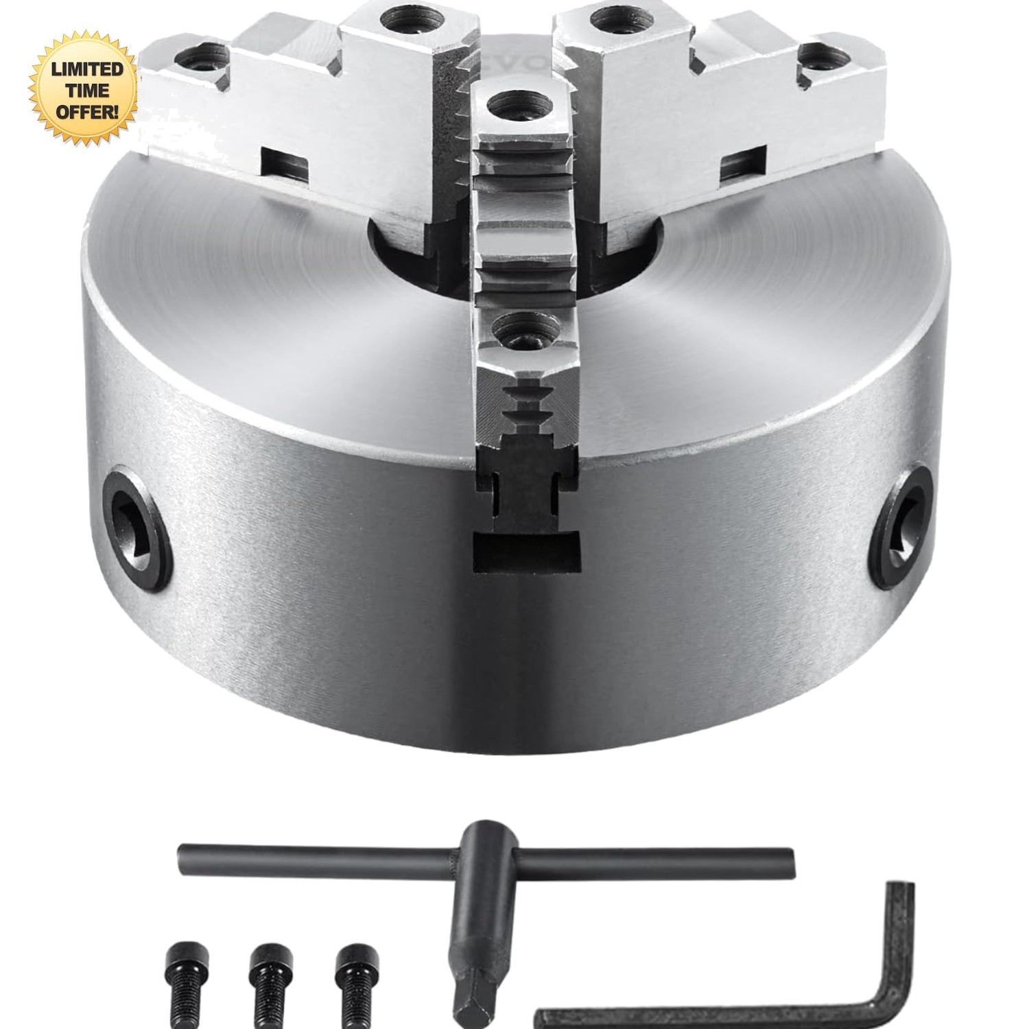 HT300 8-Inch Self-Centering 3-Jaw Lathe Chuck for Metal Machining