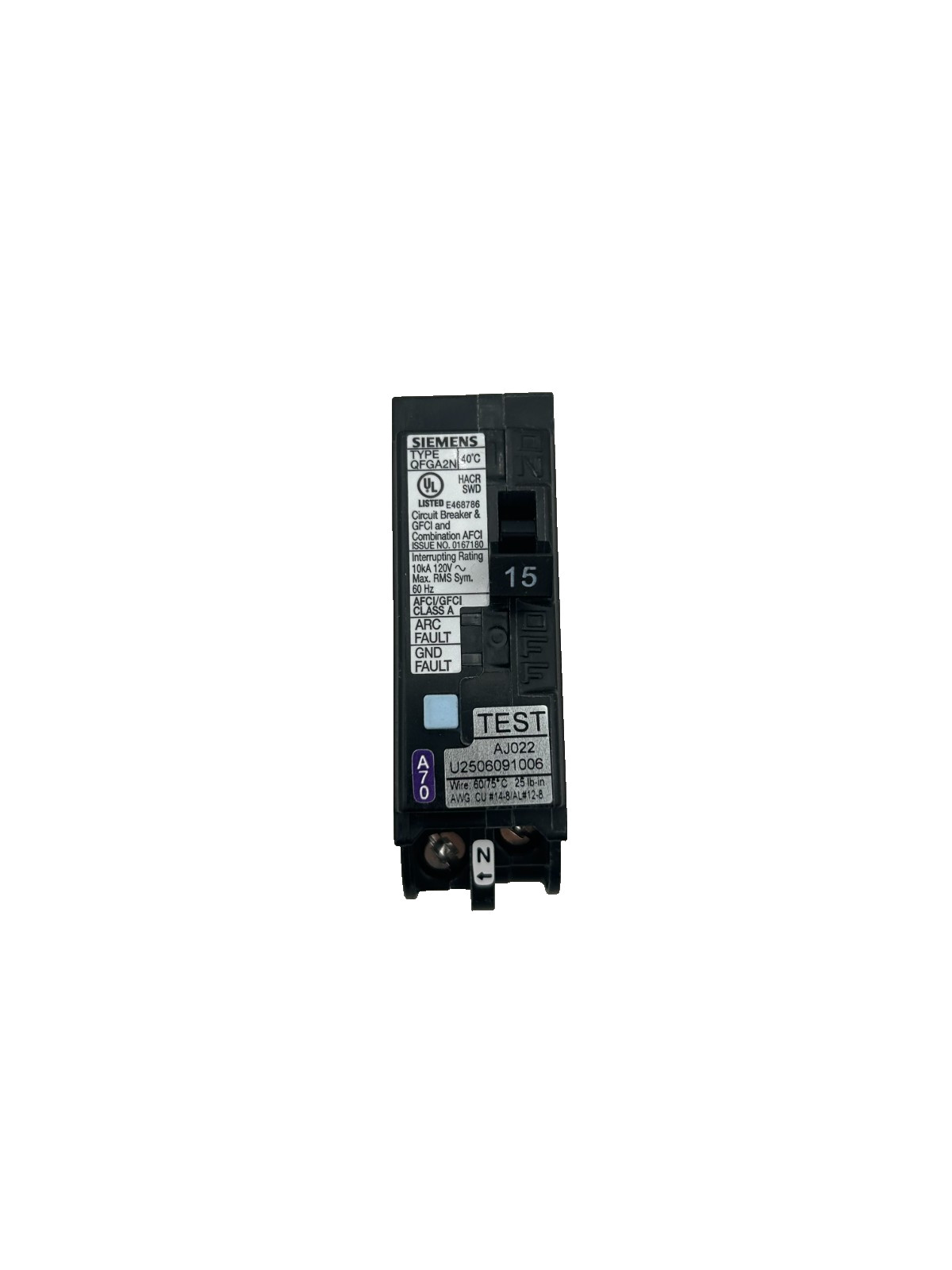 (10) New Siemens Q115DFN Combination Plug-on Circuit Breaker AFCI/GFCI 15A 1Pole