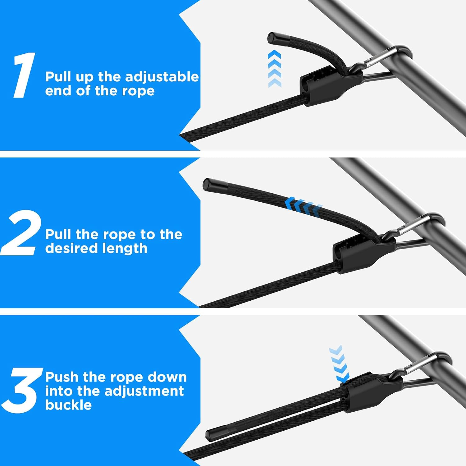 36 Inch Adjustable Bungee Cords with Carabiner Hooks, 4 Pack Heavy Duty Outdoor