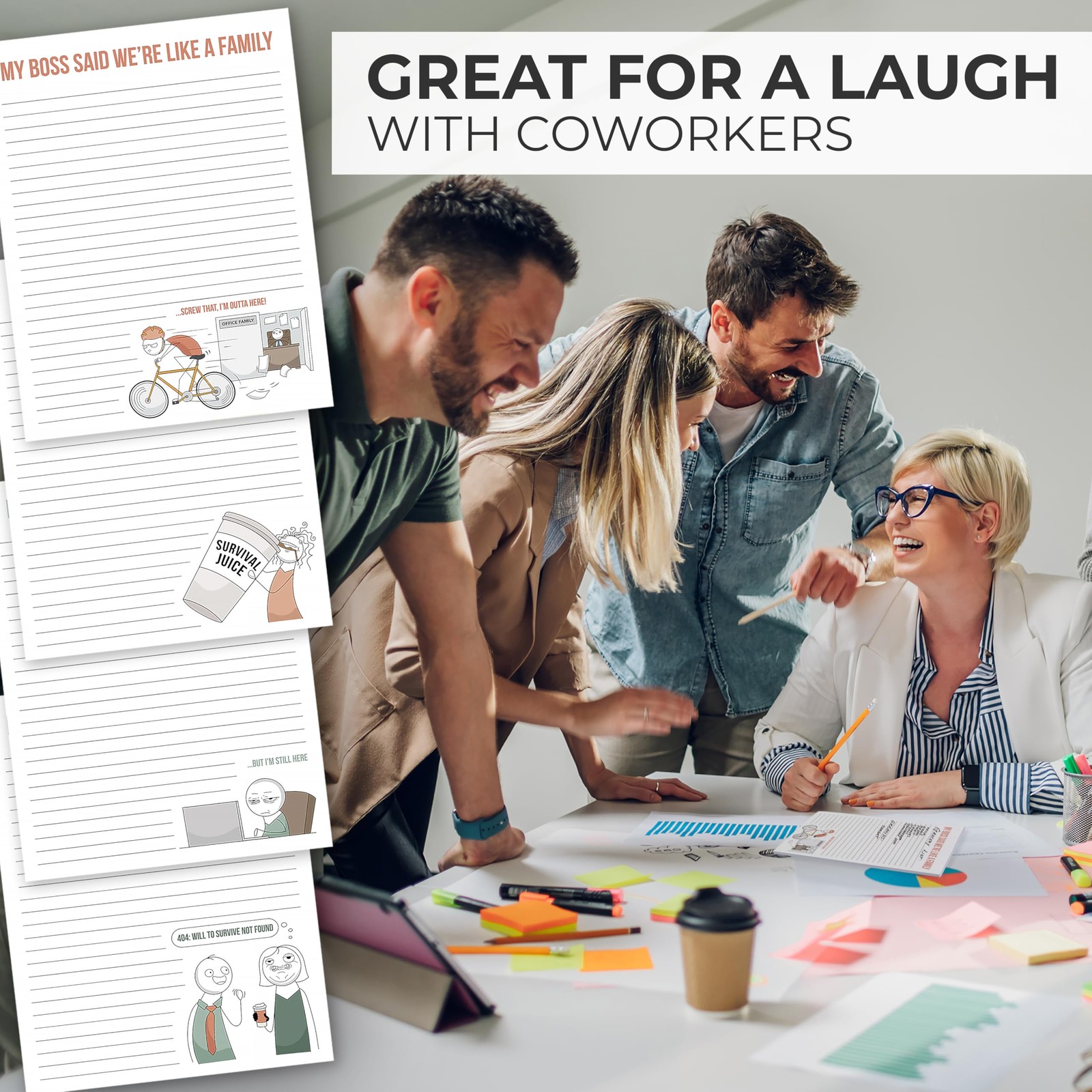Super Funny Notepads Office Gift Women Coworkers Set of 4 Memo Pads w/ 50 Sheets