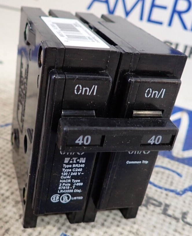 Case of 5 NEW – Eaton BR240 40 Amp 120/240 VAC 2 Pole Type BR Plug-In Breakers