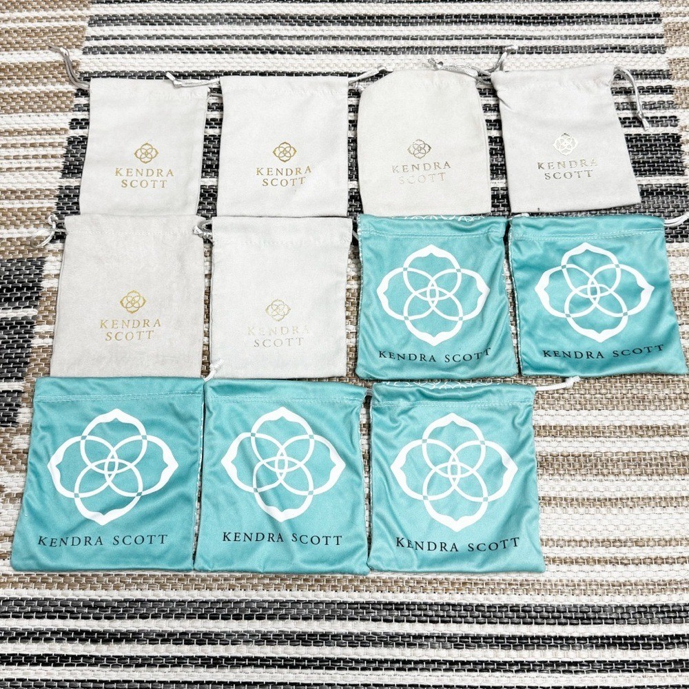 Kendra Scott Lot of 11 Empty Jewelry Pouches Blue Gray