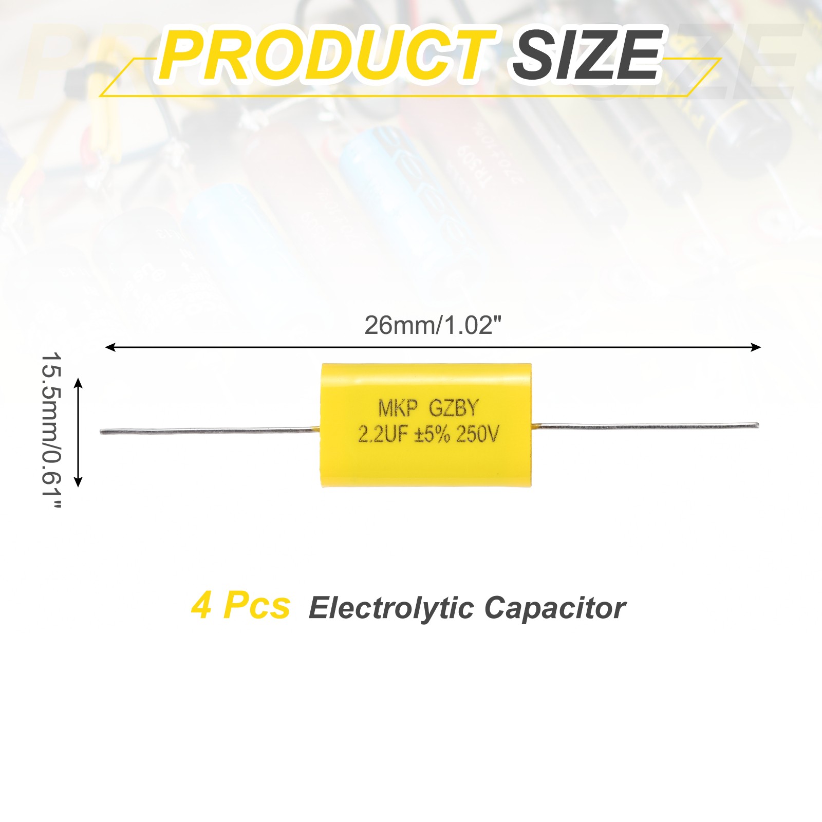 4Pcs 2.2uF Frequency Divider Capacitor, 250V MKP Film Capacitor