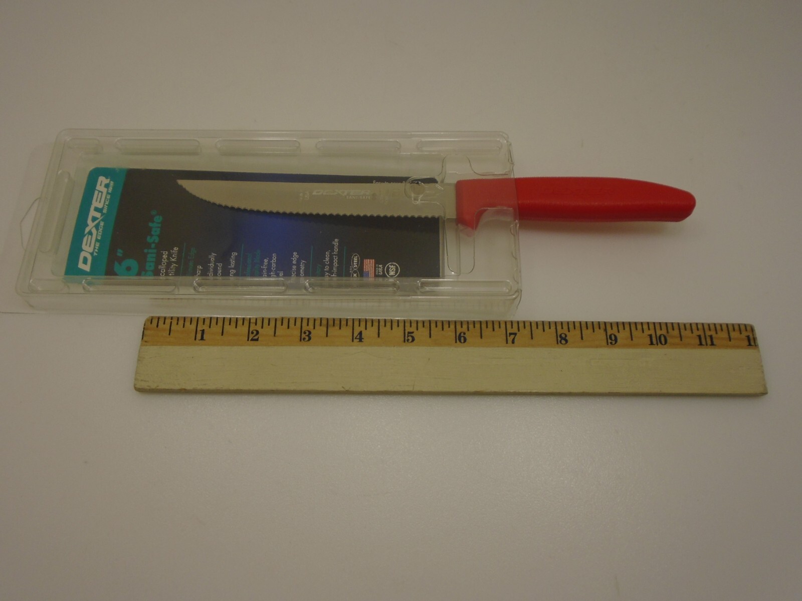 Dexter USA 6inch Scalloped Serrated Edge Kitchen Utility Knife Red Handle S156SC