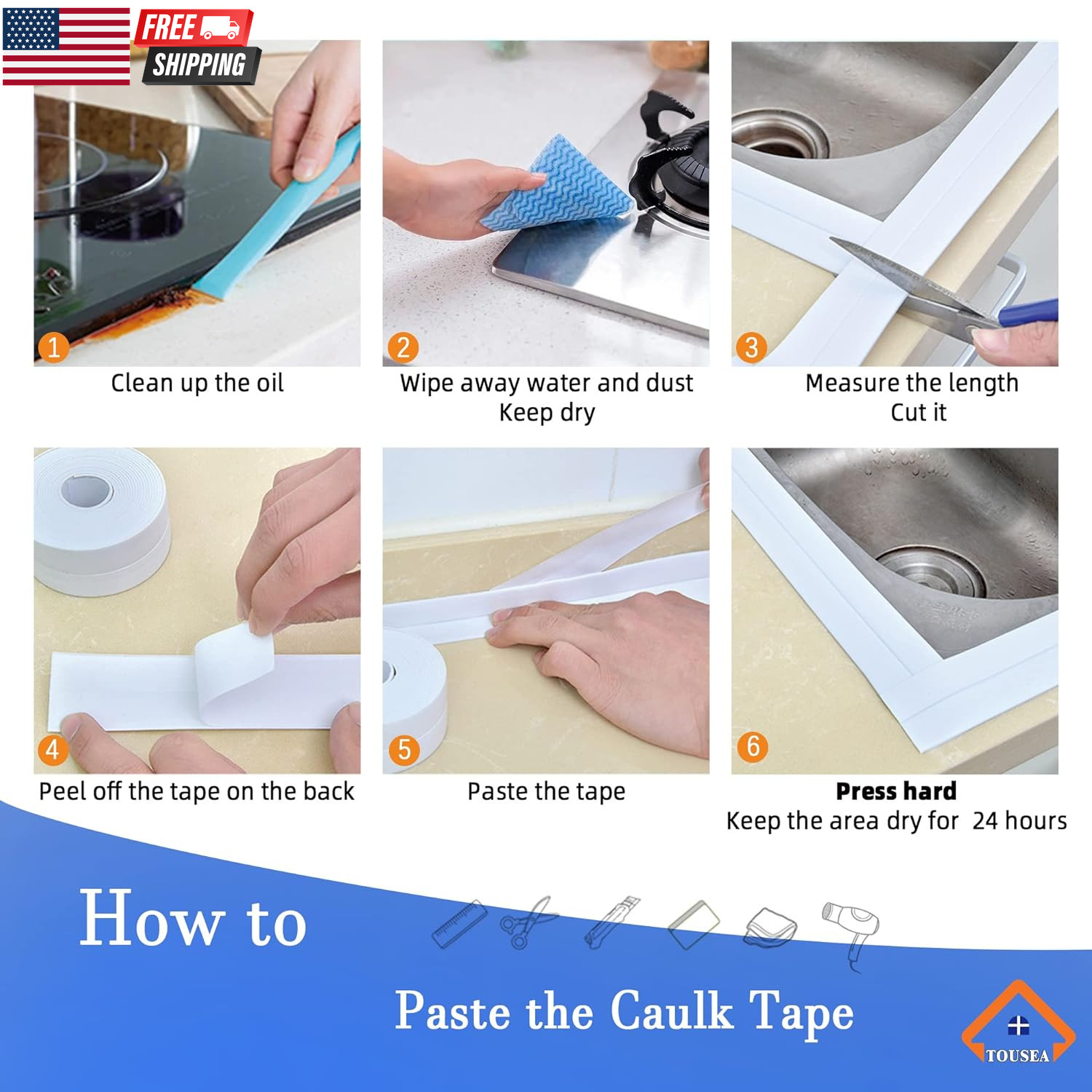 Waterproof Sealing Caulk Tape, Self Adhesive Sealant Strip for Bathroom, Toilet,