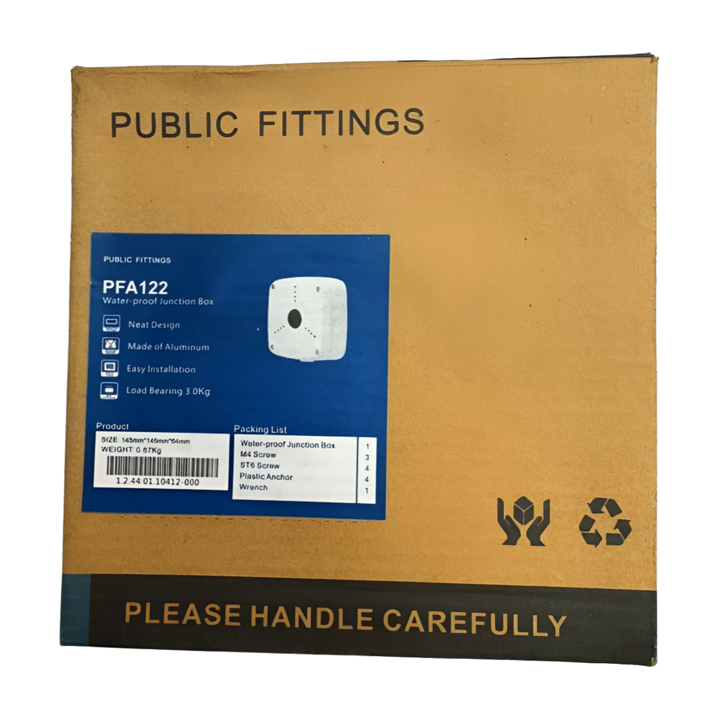 Public Fittings PFA122 Water-Proof Aluminum Junction Box Size, 145mm*145mm*64mm