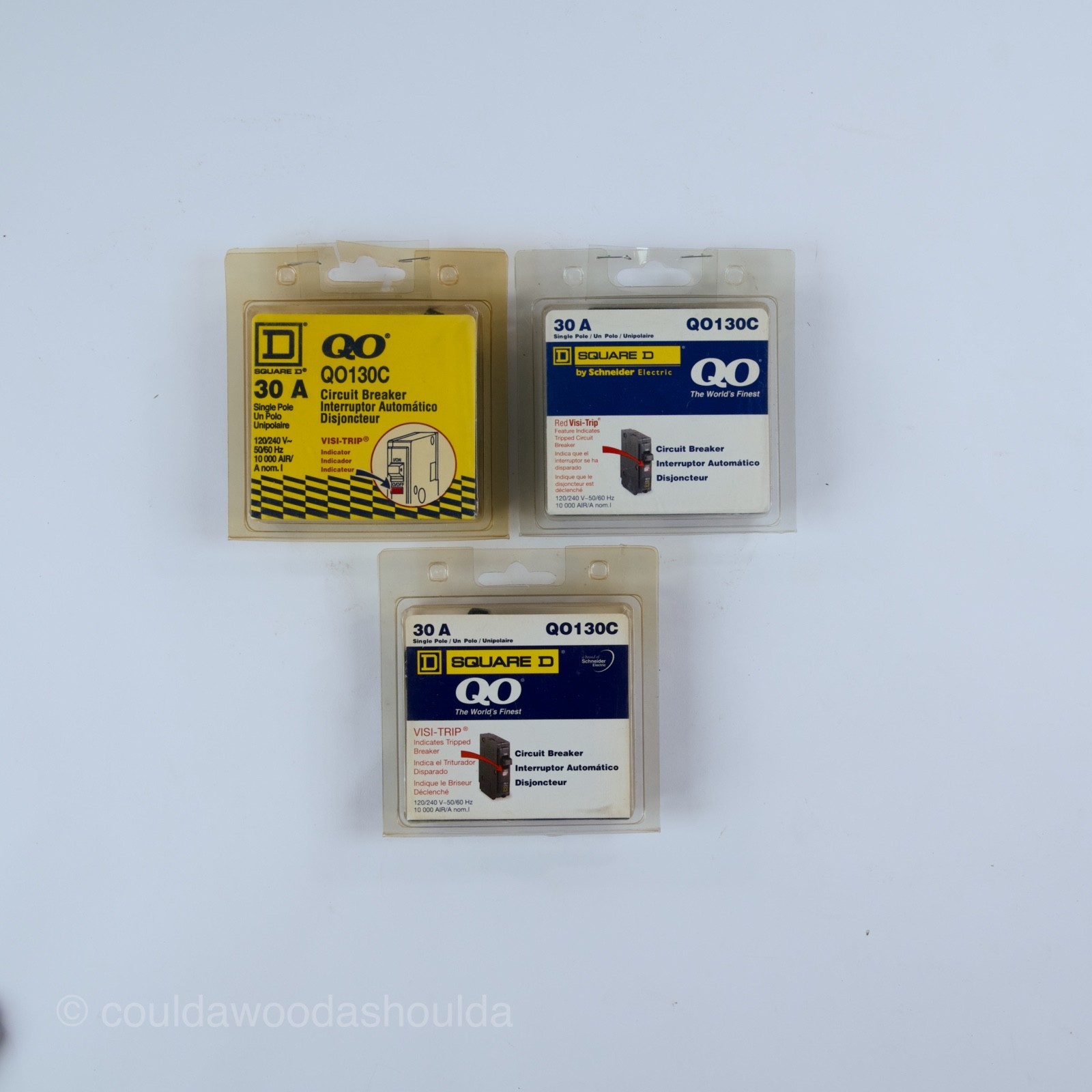 3x Square D QO130C 30 A Single Circuit Breakers 52239