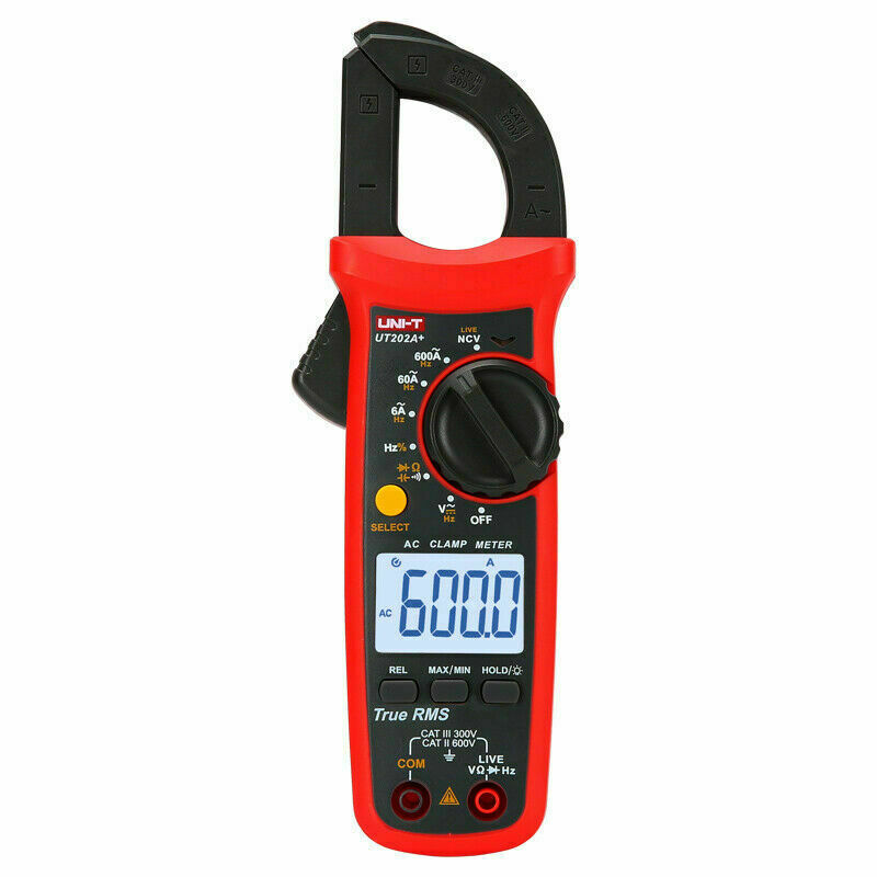 UNI-T UT202A+ Data Hold 600A AC Voltage AC Current Resistance Clamp Meter