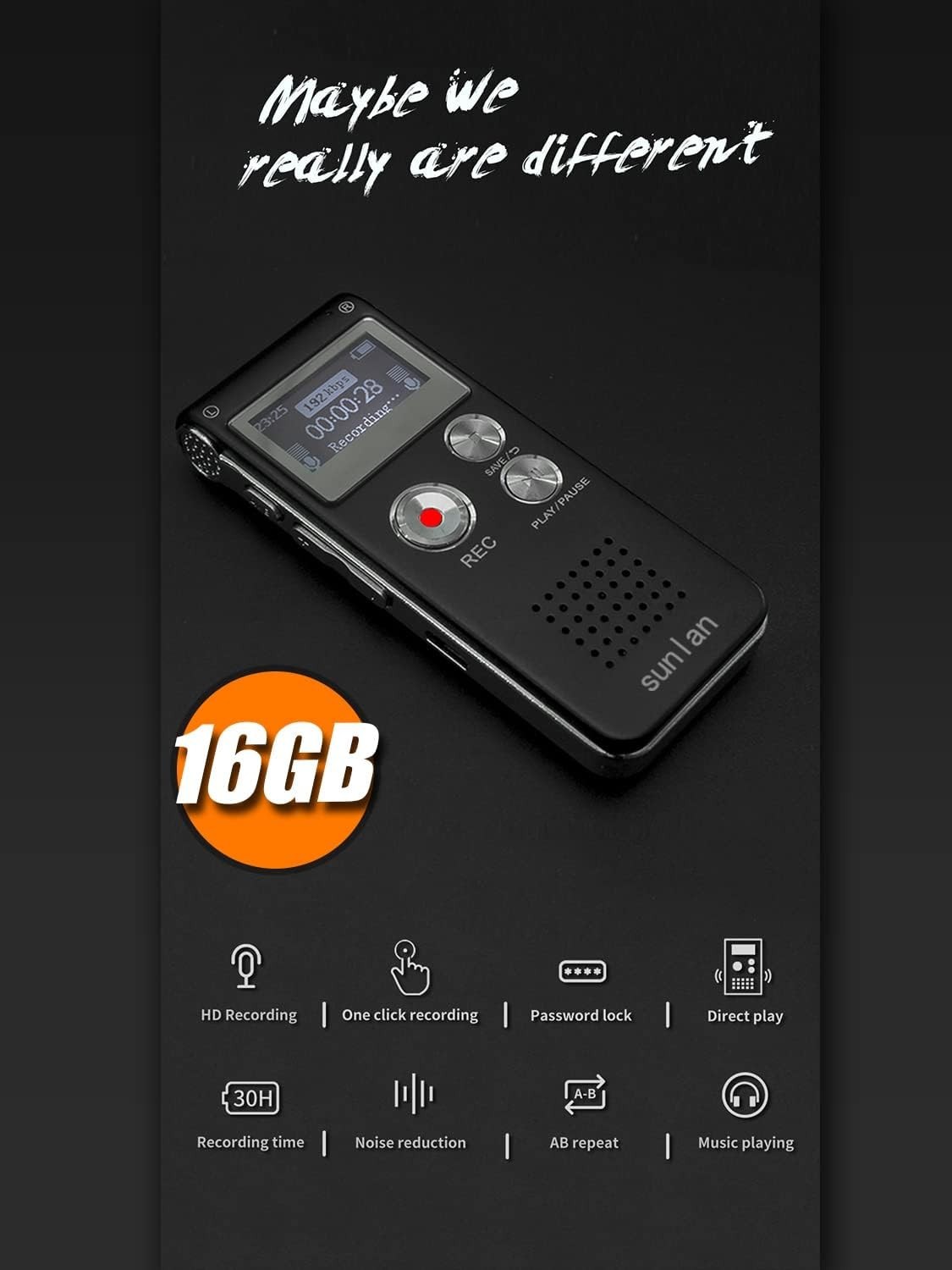 High-Quality Digital Voice Recorder – 1536kbps with Voice Activation & Playback