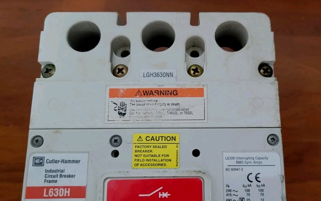 EATON Cutler-Hammer LGH3630NN Circuit Breaker L630H Frame 600A, 3P, 600VAC