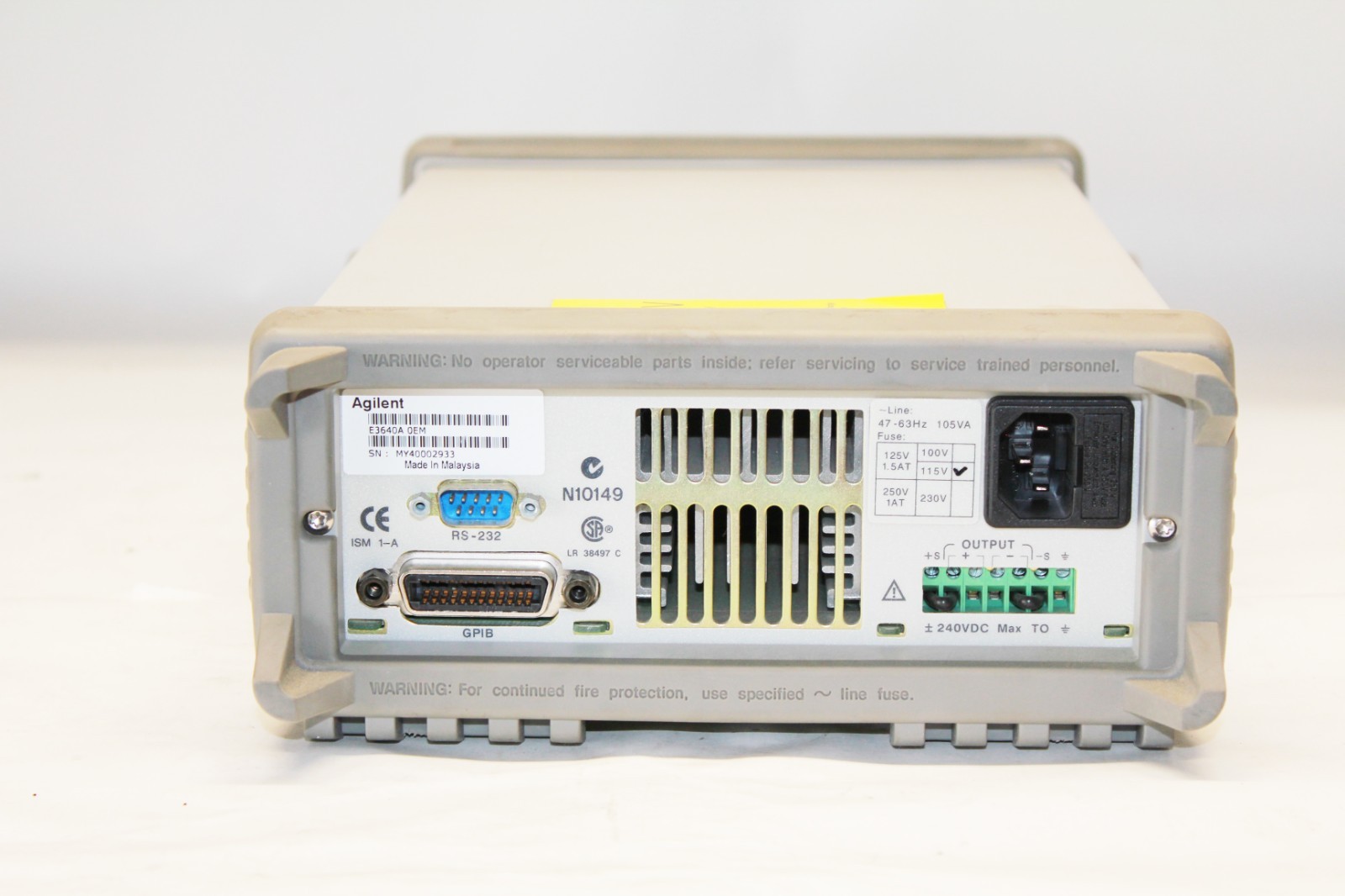HP/ Keysight/Agilent E3640A DC Power Supply 0-8V, 3A/0-20V, 1.5A (4780)