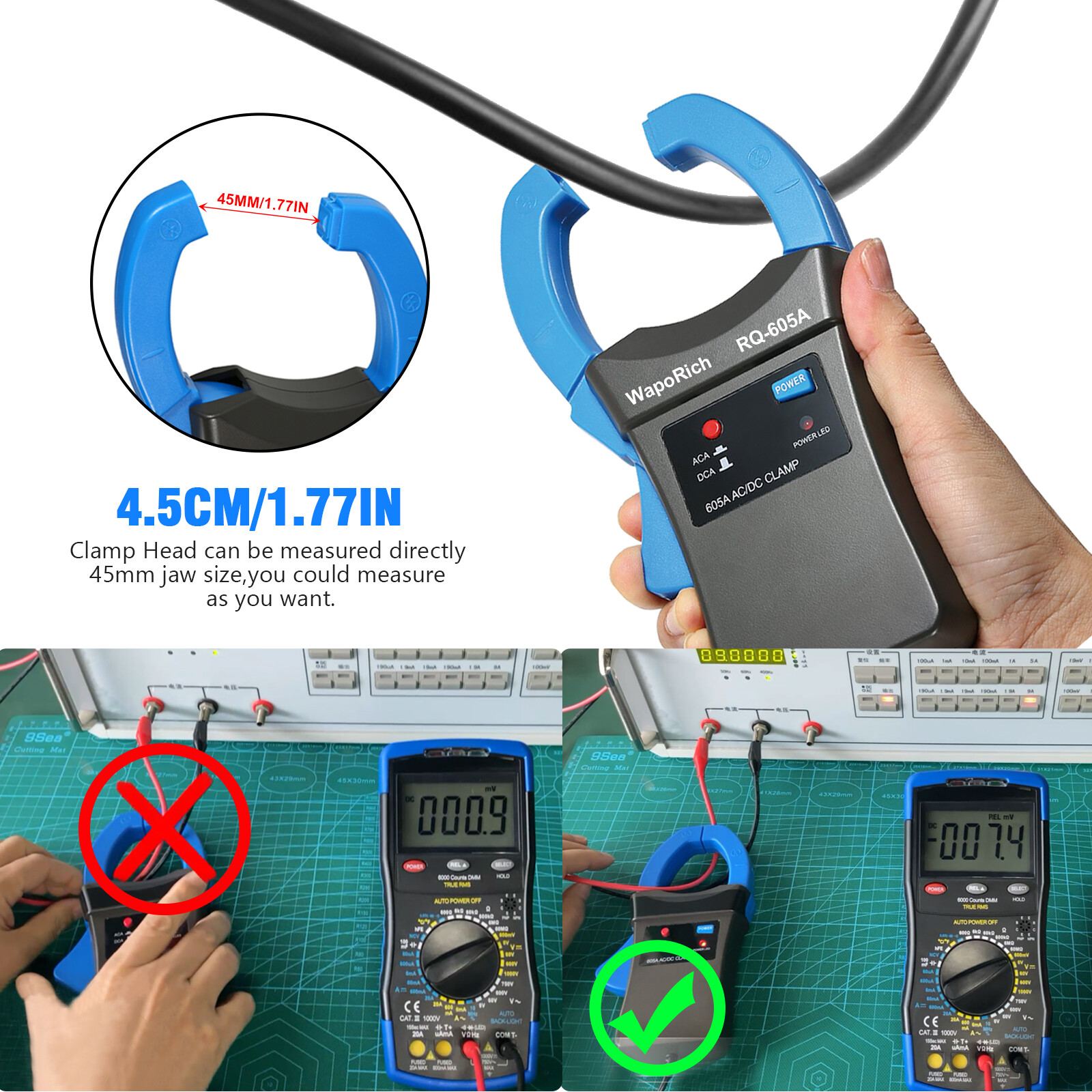 HoldPeak Current Clamp Adapter Oscilloscope Multimeter Meter AC/DC 600A Clamp-on