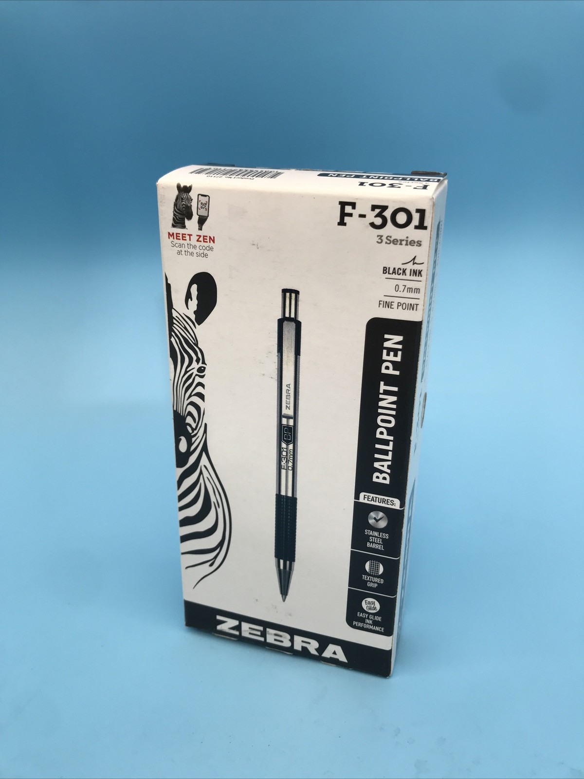 12 Pack ZEBRA F-301 BLACK Ballpoint Pens 0.7 mm F301 BALL POINT PEN SET 27110