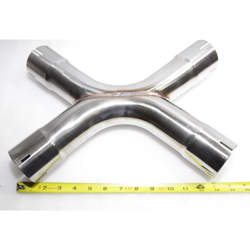Exhaust X Pipe Universal Dual 2.5 in Inlet/Outlet, Stainless Steel Exhaust Pipe