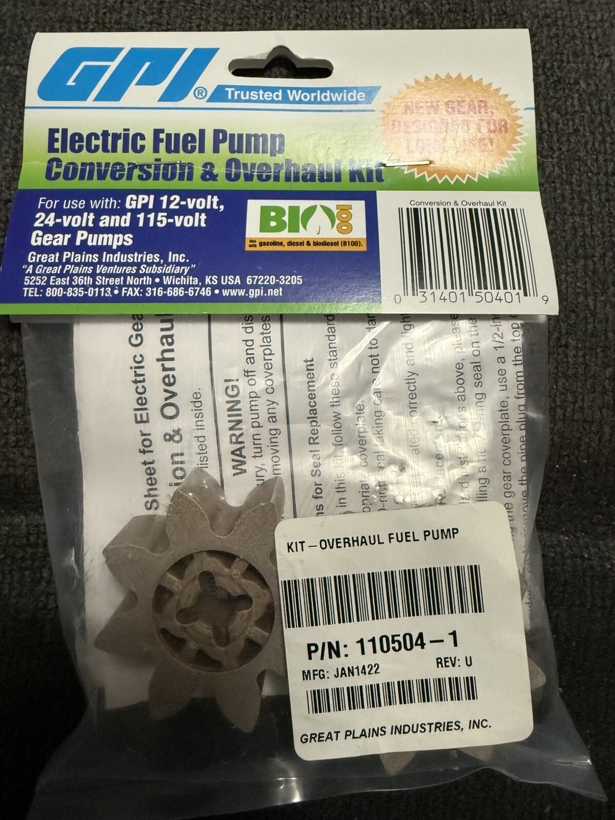 GPI Electric Fuel Pump CONVERSION & OVERHAUL KIT 110504-1 FREE SHIPPING