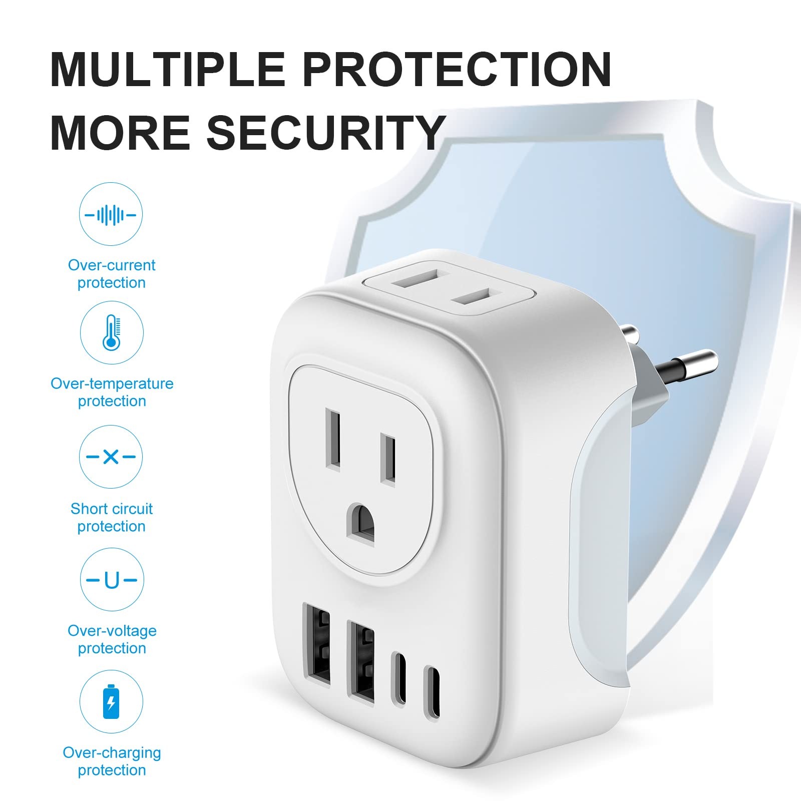 European Travel Plug Adapter, International Plug Adapter with 2 AC Outlets 4 …