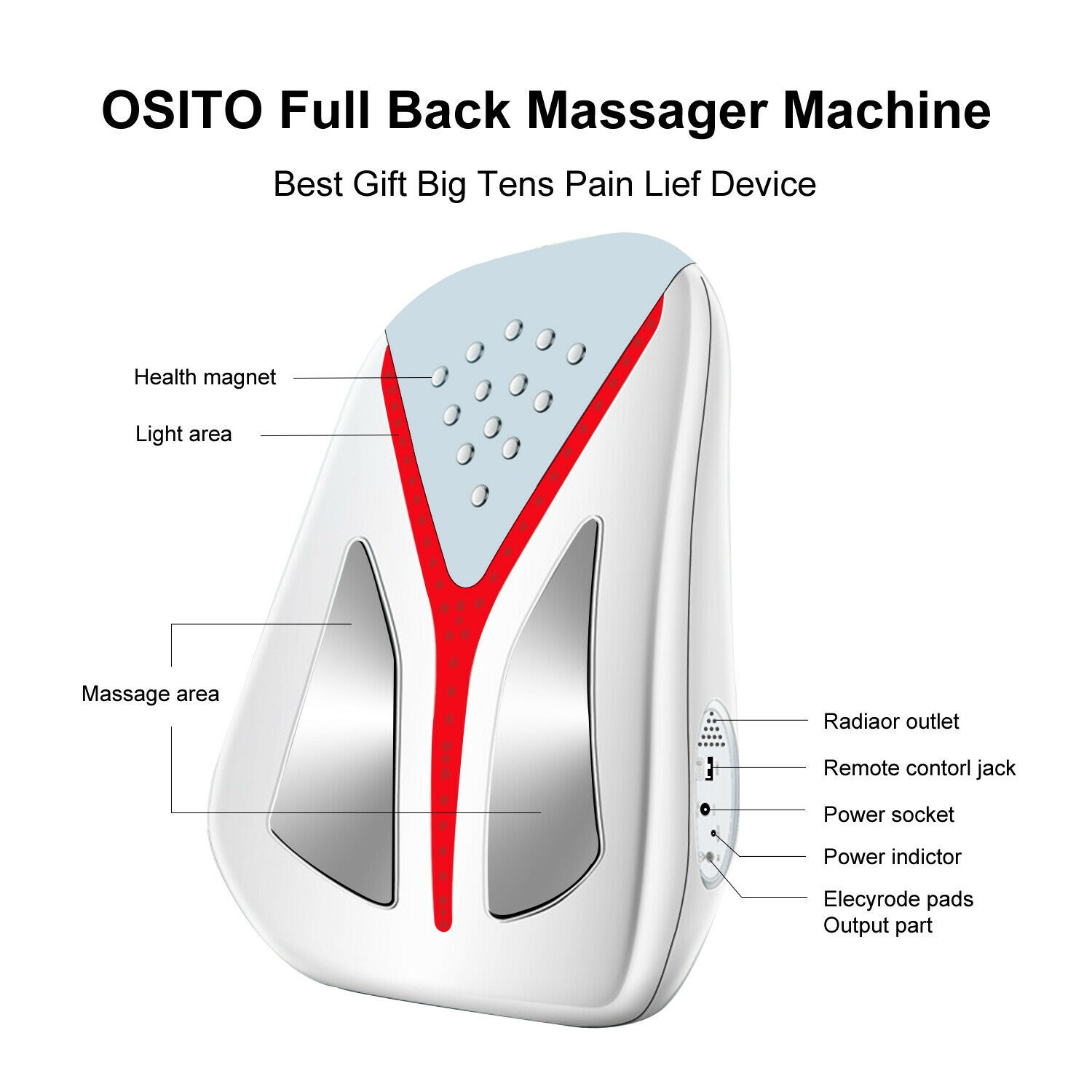 Back Massager with Heat TENS EMS Unit Muscle Stimulator for Low Back Pain Relief