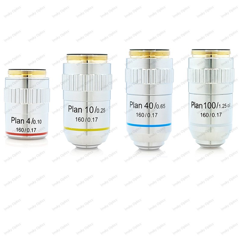 4X 10X 20X 40X 100X Biological Microscope Plan Achromatic Objective Lens160/0.17