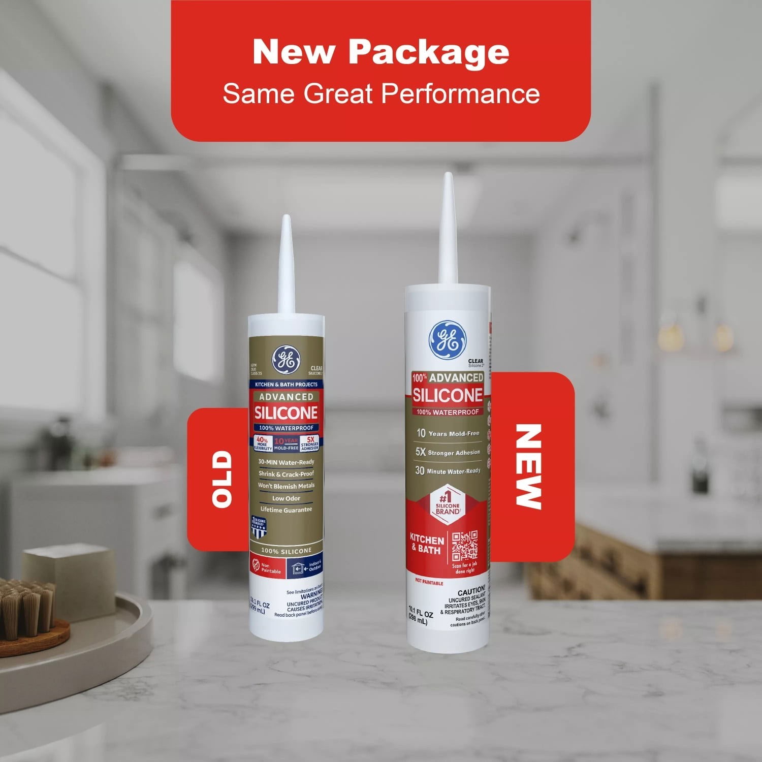 3 Pack GE Advanced Silicone Kitchen & Bath Sealant White 10.1 oz Cartridge