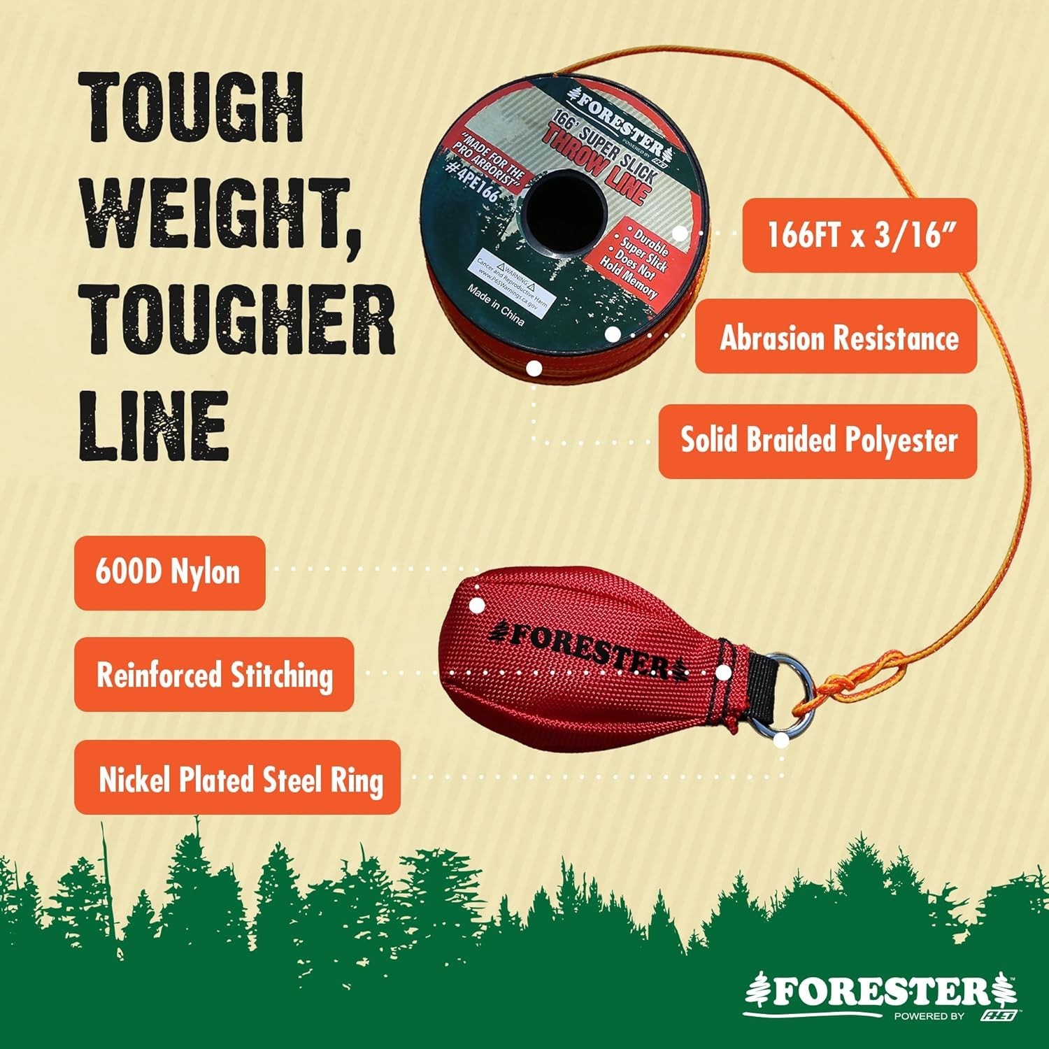 Arborist Throw Line Kit | Throw Weight & 166ft Rope | Ultra Slick 100% Polyes…