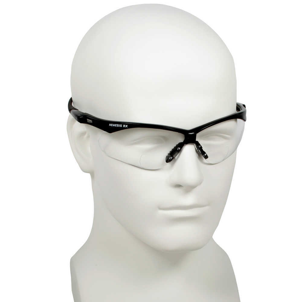 KLEENGUARD NEMESIS RX READERS CLEAR LENS BLACK FRAME SAFETY GLASSES W/ BIFOCALS