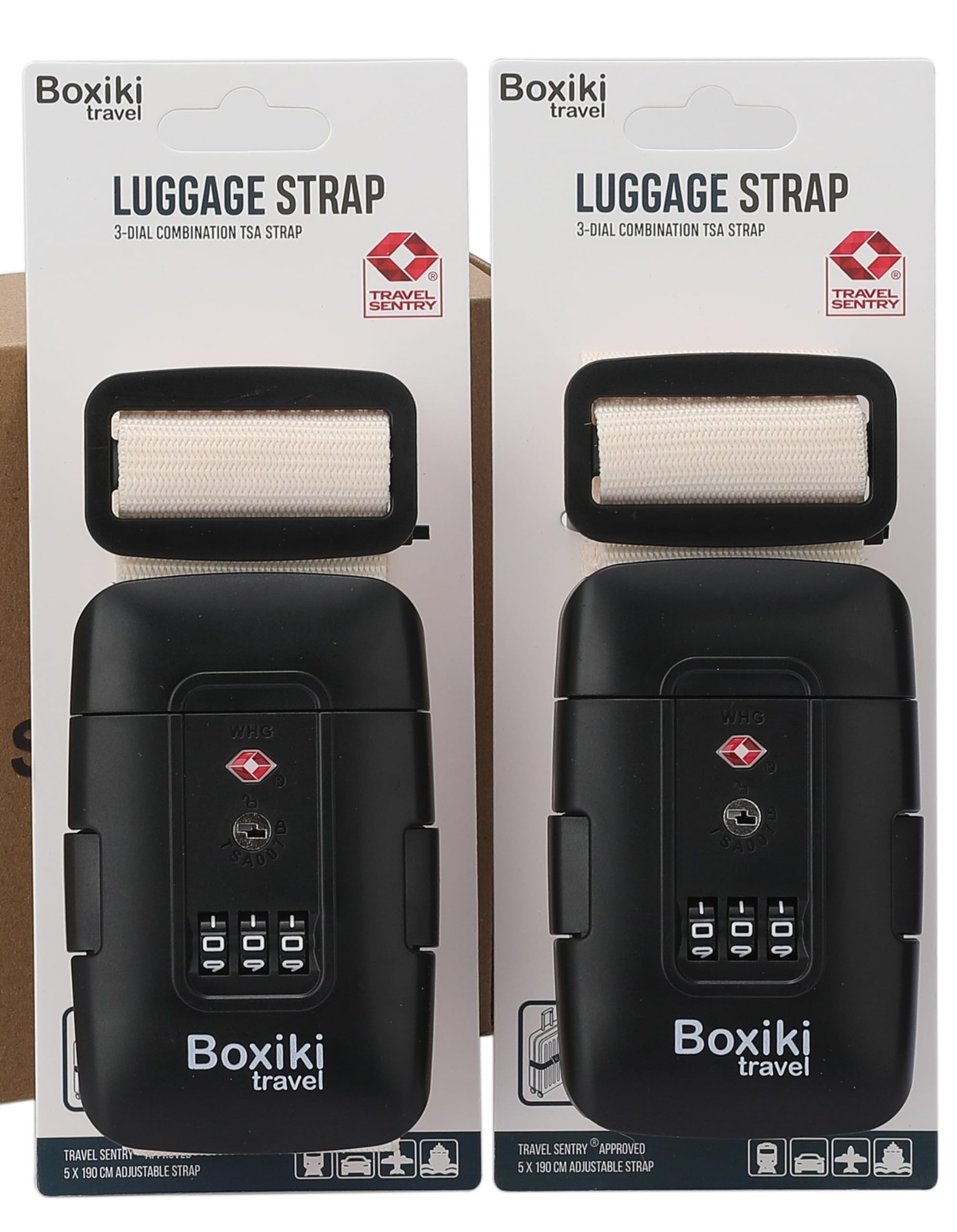 TSA Approved Luggage Straps Light Beige Set of 2 Anti-Burst Adjustable Polyes…