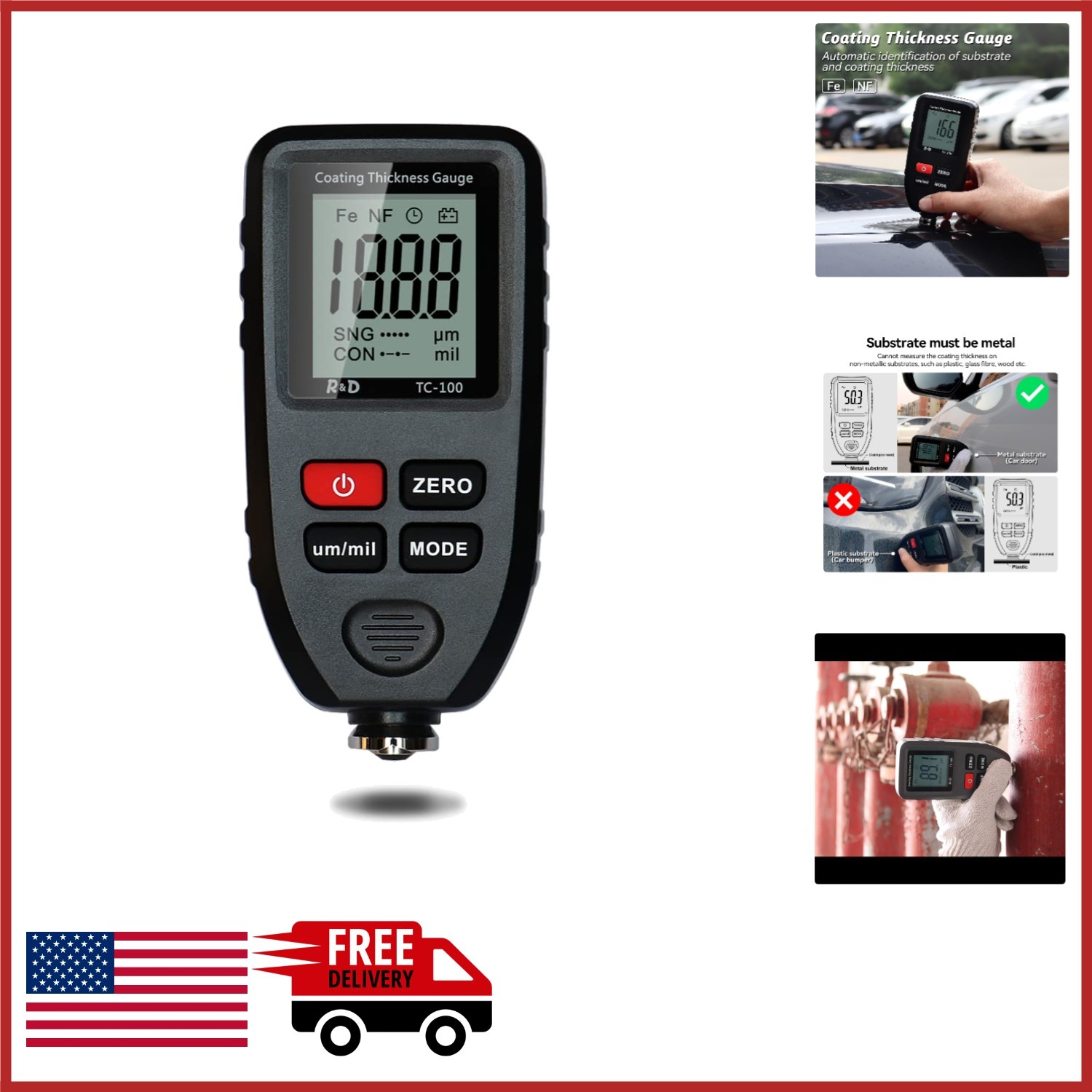 Paint Thickness Gauge for Automotive Inspection – Steel & Aluminum Coatings