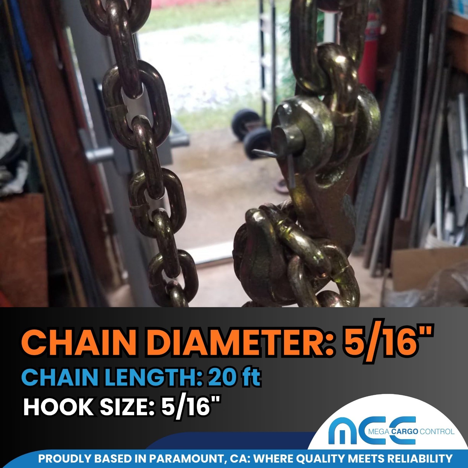 G70 Heavy Duty 5/16″ 3/8″ 1/2″ x 20′ Tow Chain Binder Flatbed Trailer Transport