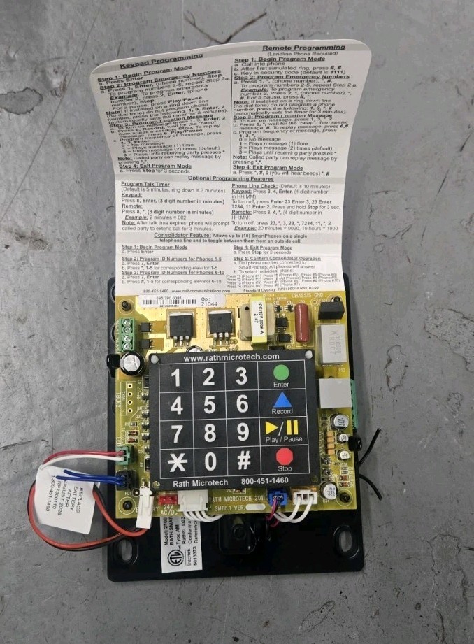 RATH MICROTECH Elevator Phone PCB PWB ASSY SMT5 Model #2100-909ShAI Flush Mount