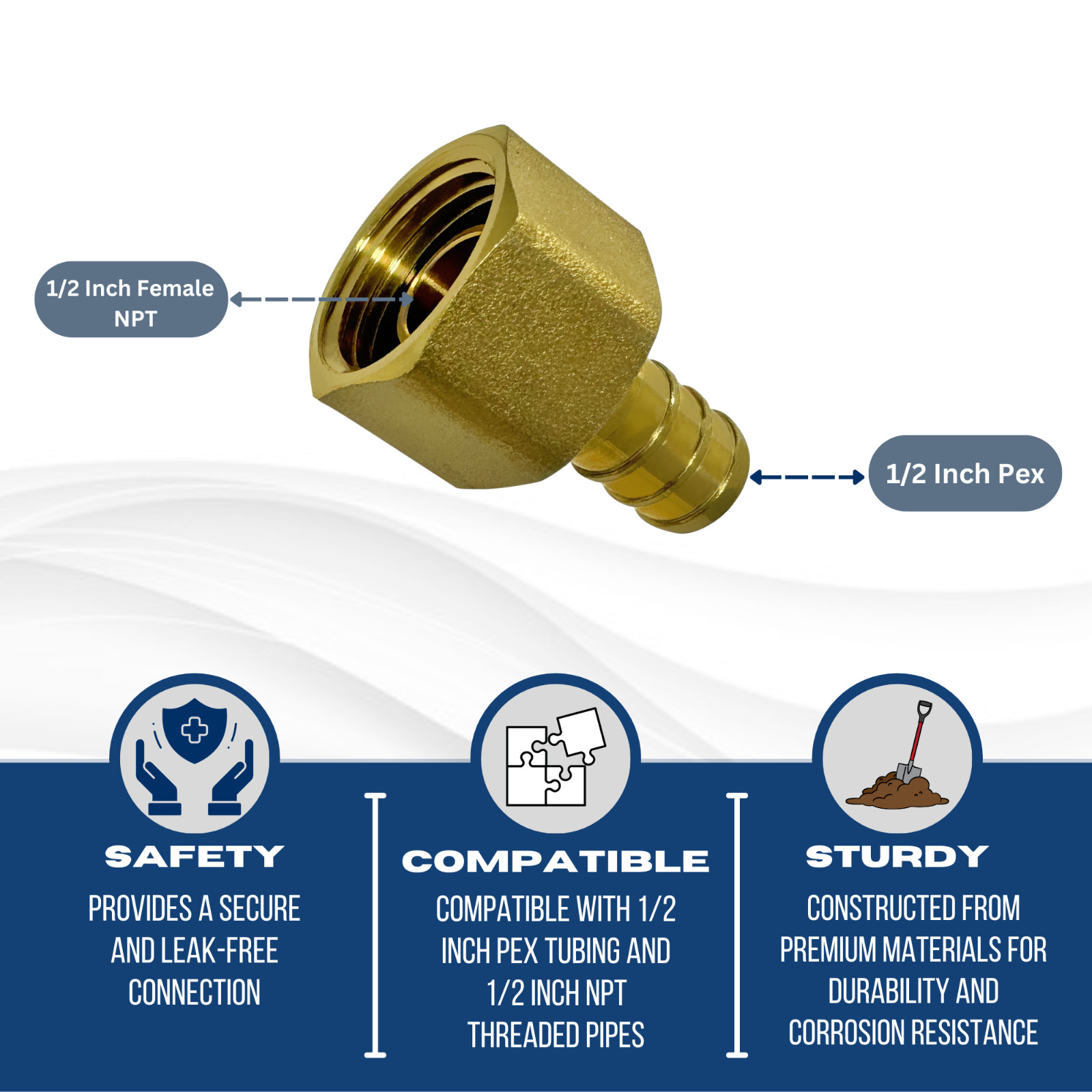 100 Pcs XFITTING 1/2 Inch Pex x 1/2 Inch Female Swivel Adapter, Brass