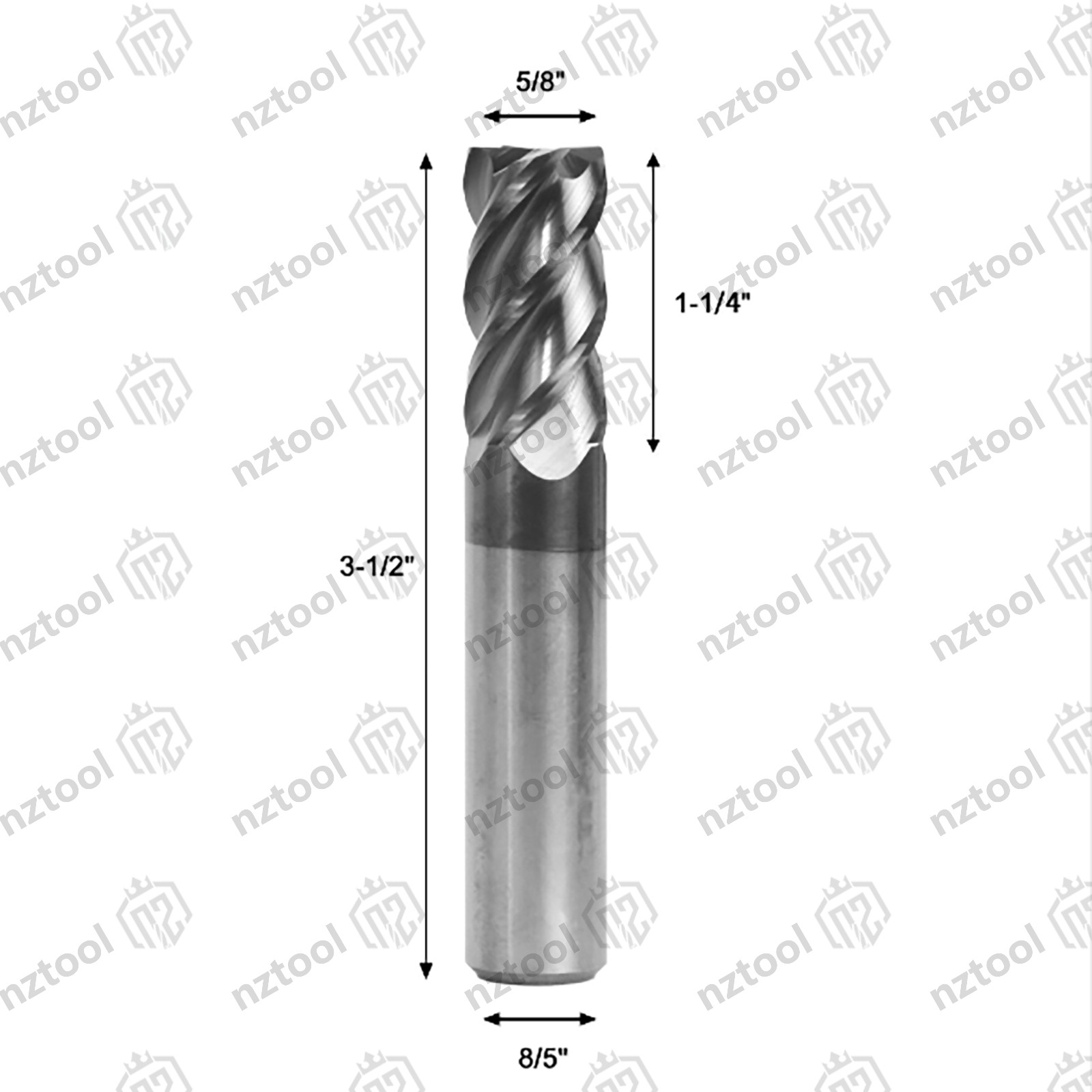 1 PCS 4 Flute 5/8″ x 1-1/4» x 3-1/2″ Square Carbide End Mill AlTiN Coated NEW