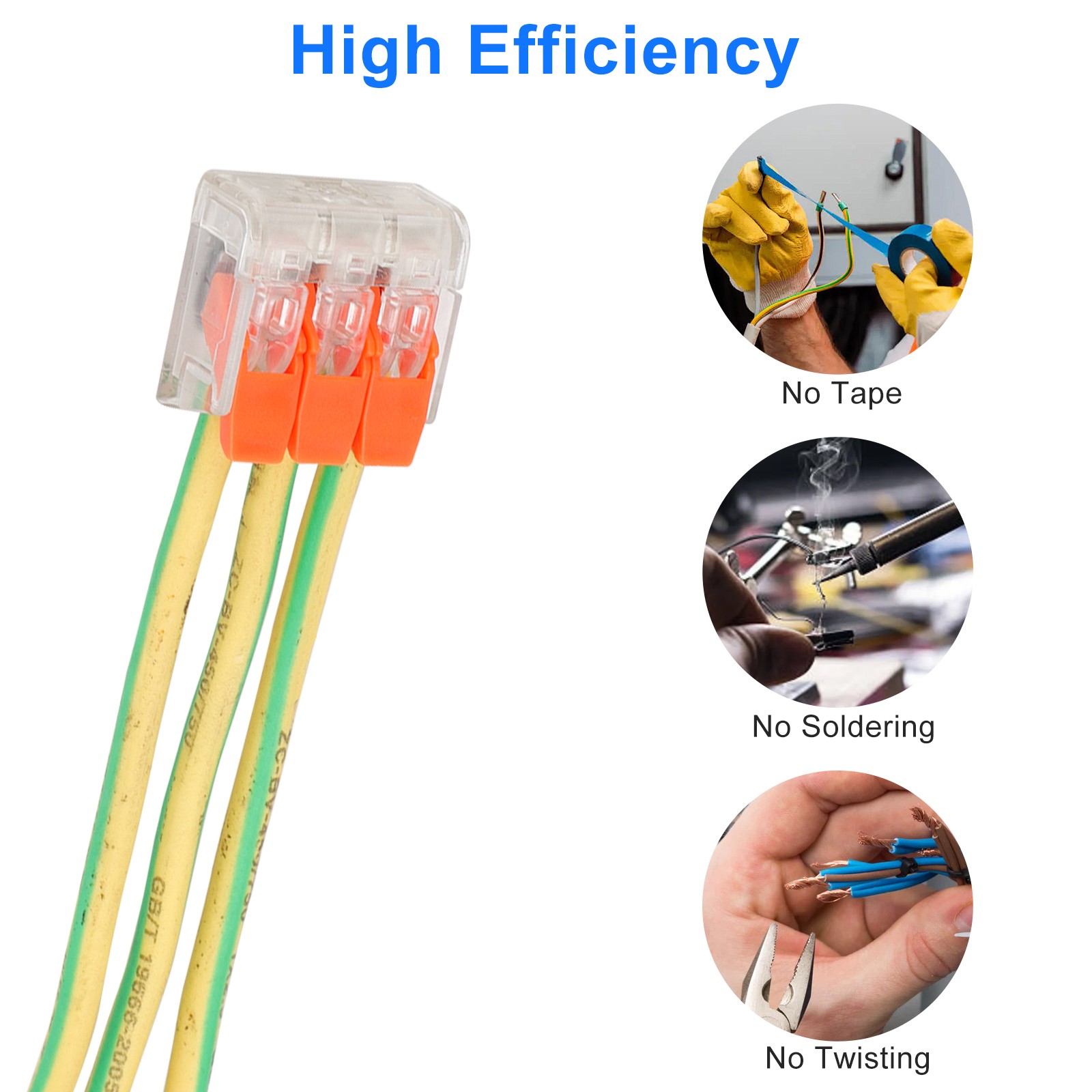 50X Reusable Spring Lever Terminal Block Electric 28-12AWG Wire Cable Connectors