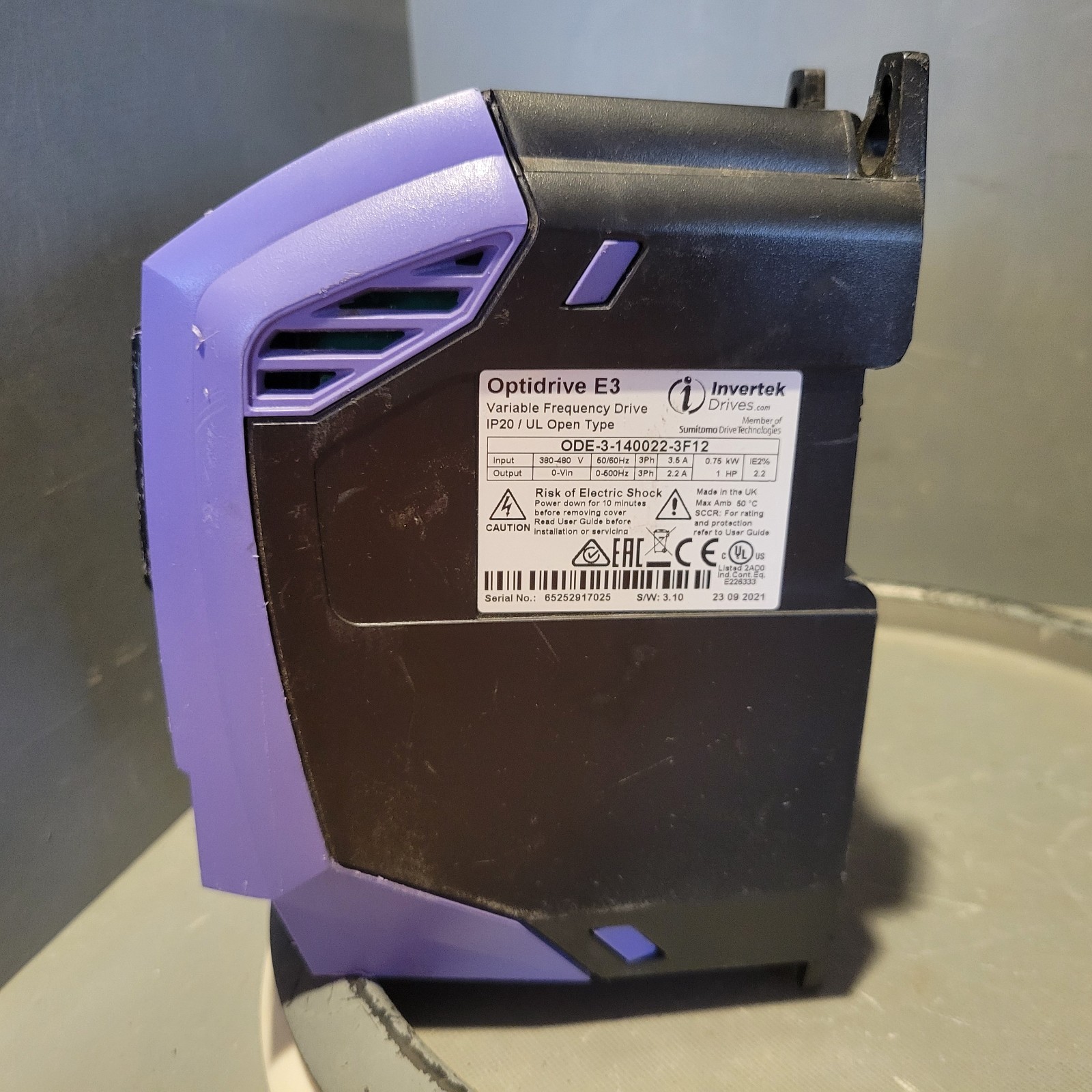 Invertek Optidrive E3 VFD, ODE-3-1-140022-3F12