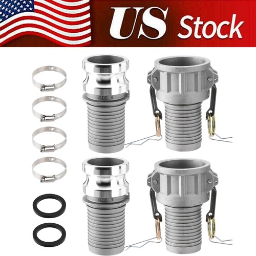 2 Sets Aluminum Camlock Fittings Type C&E 2 Inch Cam and Groove Hose Fitting A++