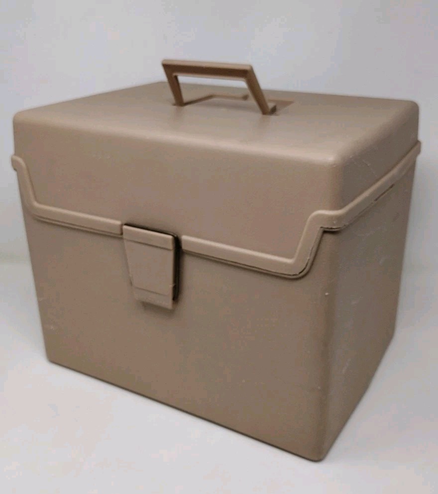Vintage Sterling Plastics Company Tan jumbo File Folder Box Storage USA 1970s 2