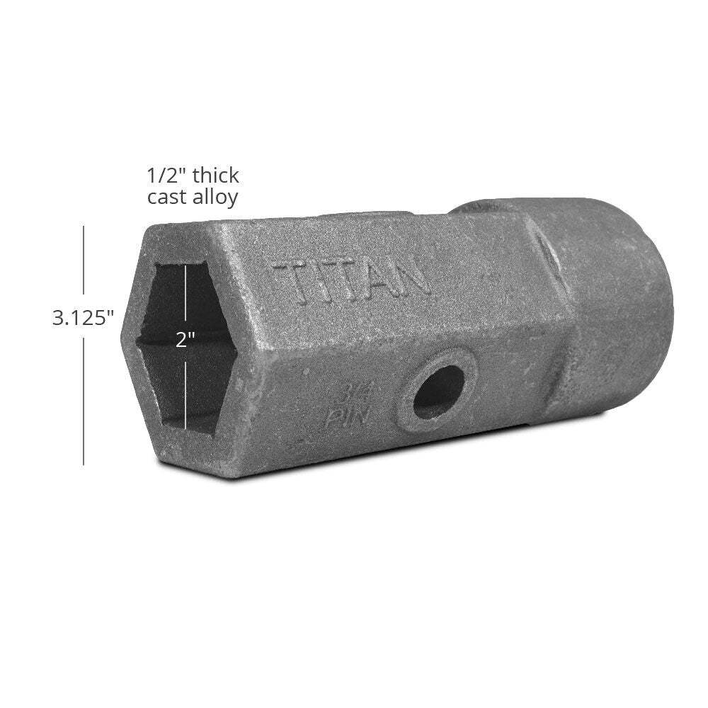 Titan Attachments Replacement Auger Bit Repair Hub 2″ Female Hex, 5/8″ and 3/4″