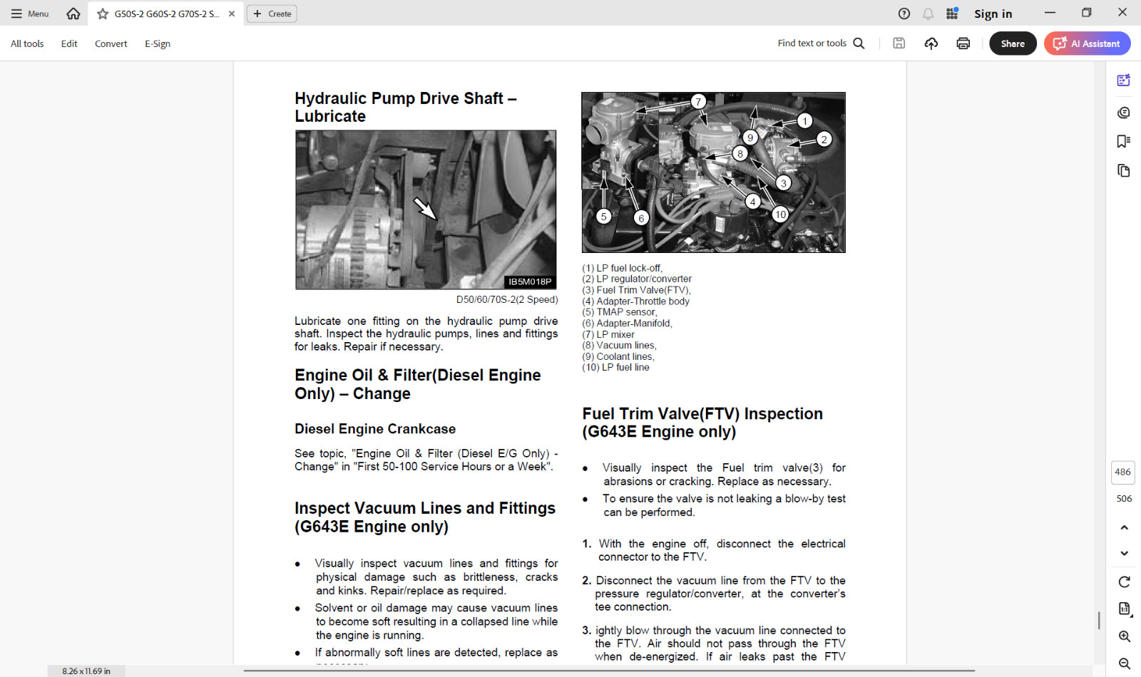 DOOSAN Forklift Service Manuals and Parts Manuals on a USB Flash Drive.