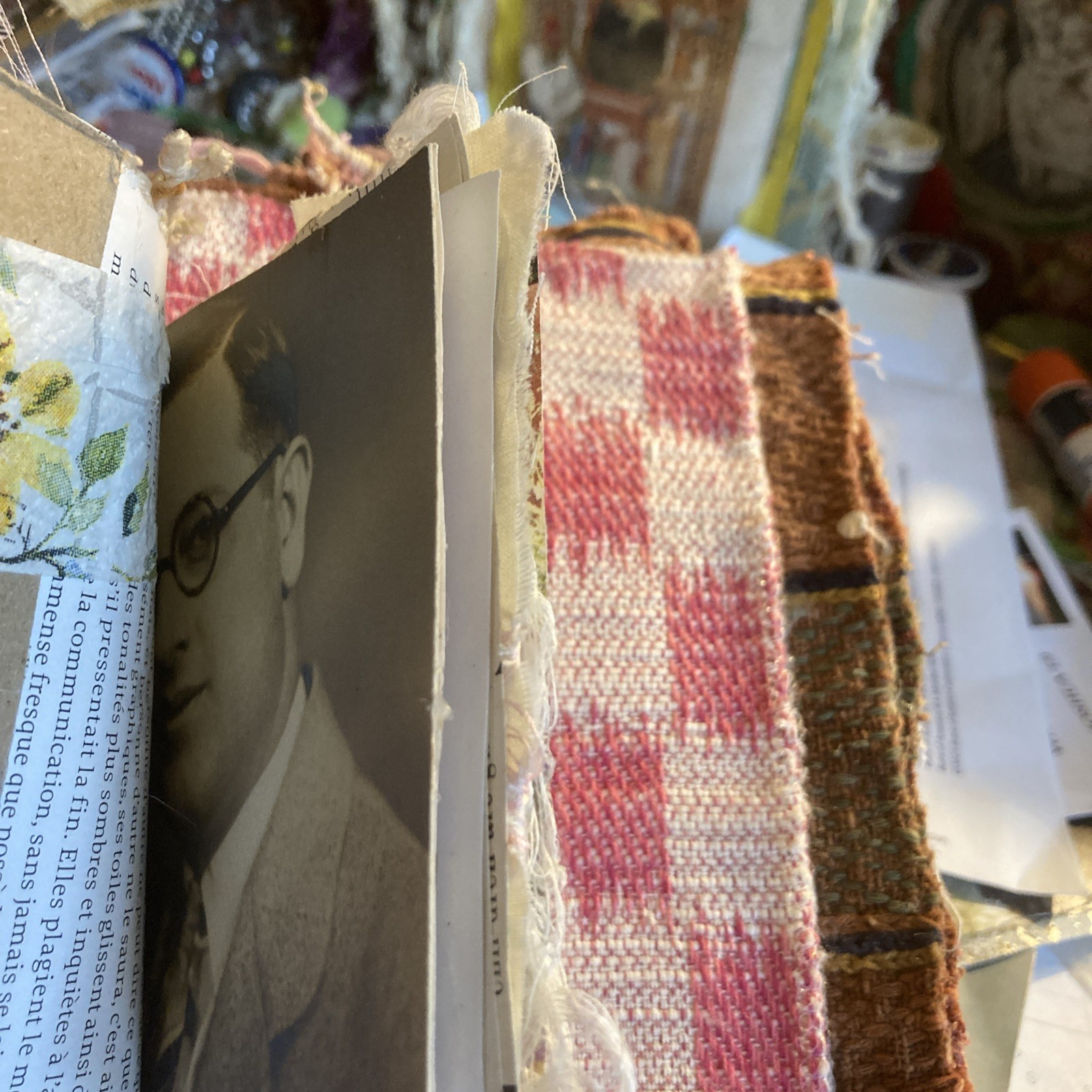 Junk Journal- Grungy, Textile Postcard