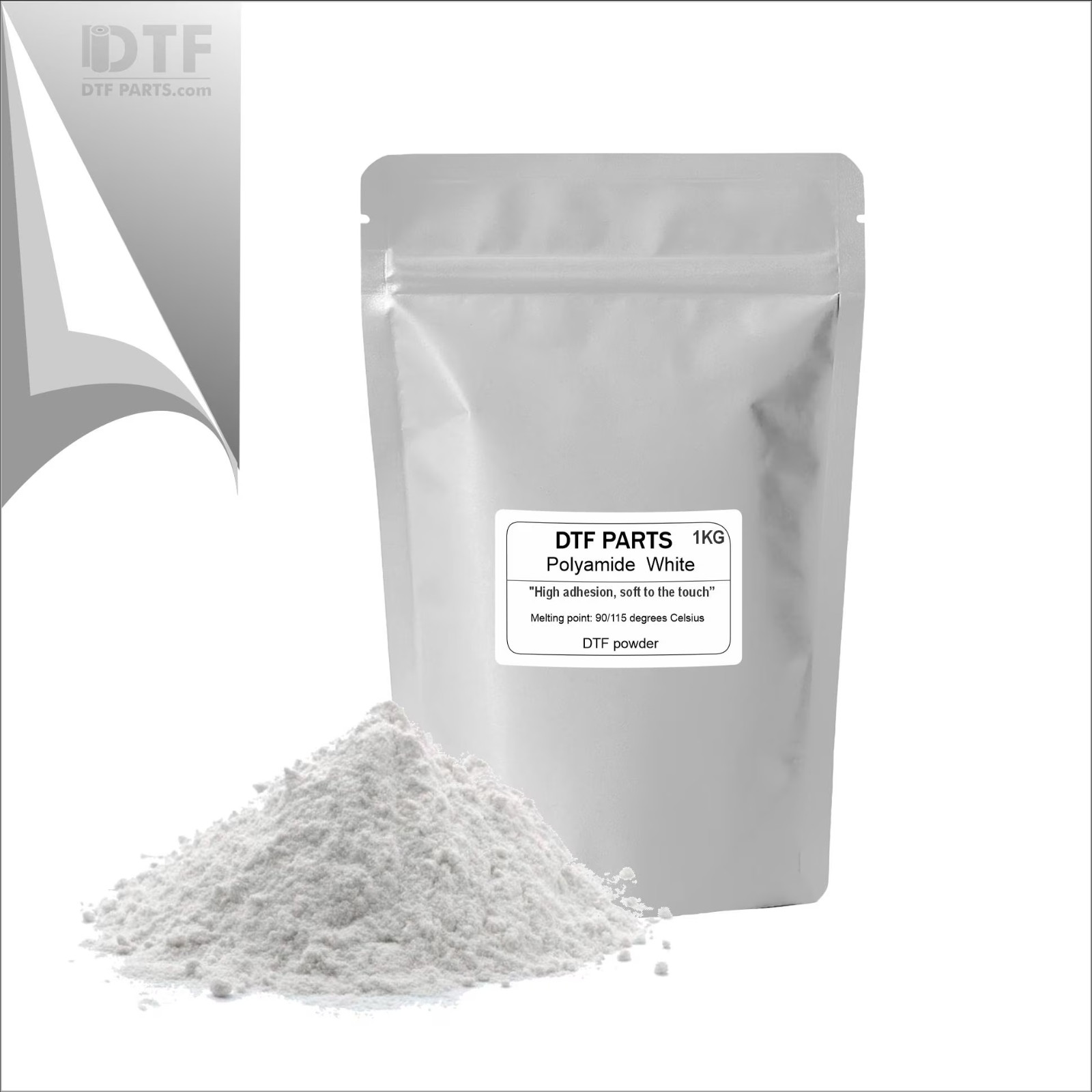 DTF White Adhesive Powder 2.2lbs – 1 kg Digital Transfer Hot Melt TPU Soft Feel