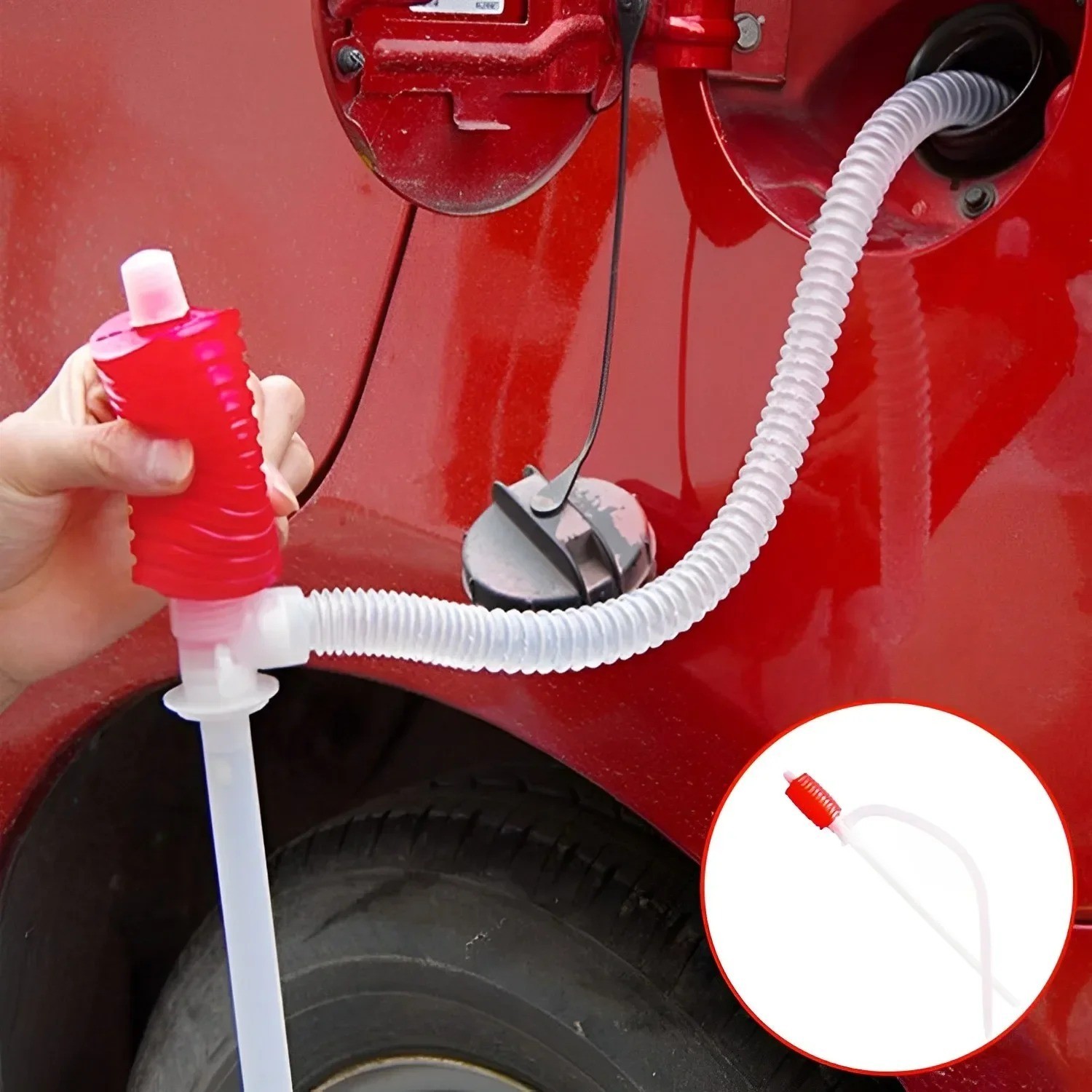 Universal Car Siphon Pump Liquid Gas Fuel Oil Water Hose Transfer Manual Sucker