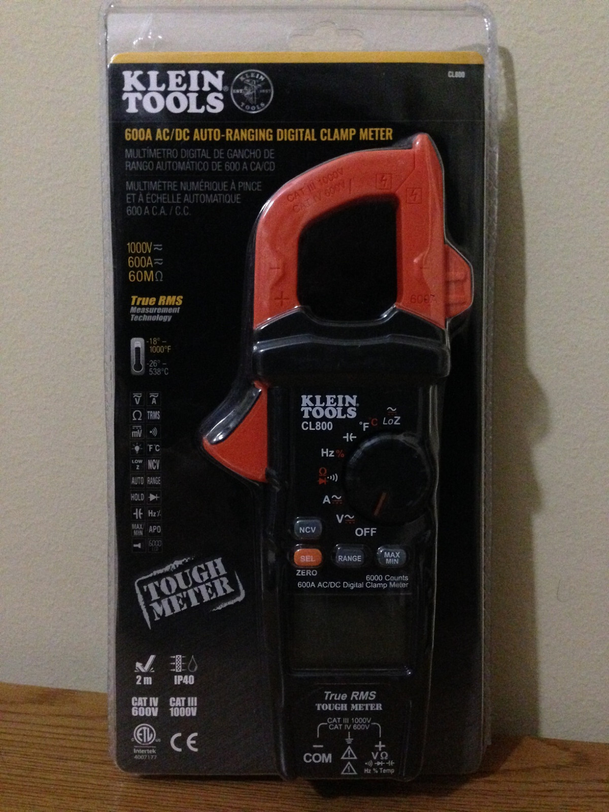KLEIN Digital AC DC TRMS Auto-Range Clamp Meter Kit Freq Cap Temp Diode 1000 V