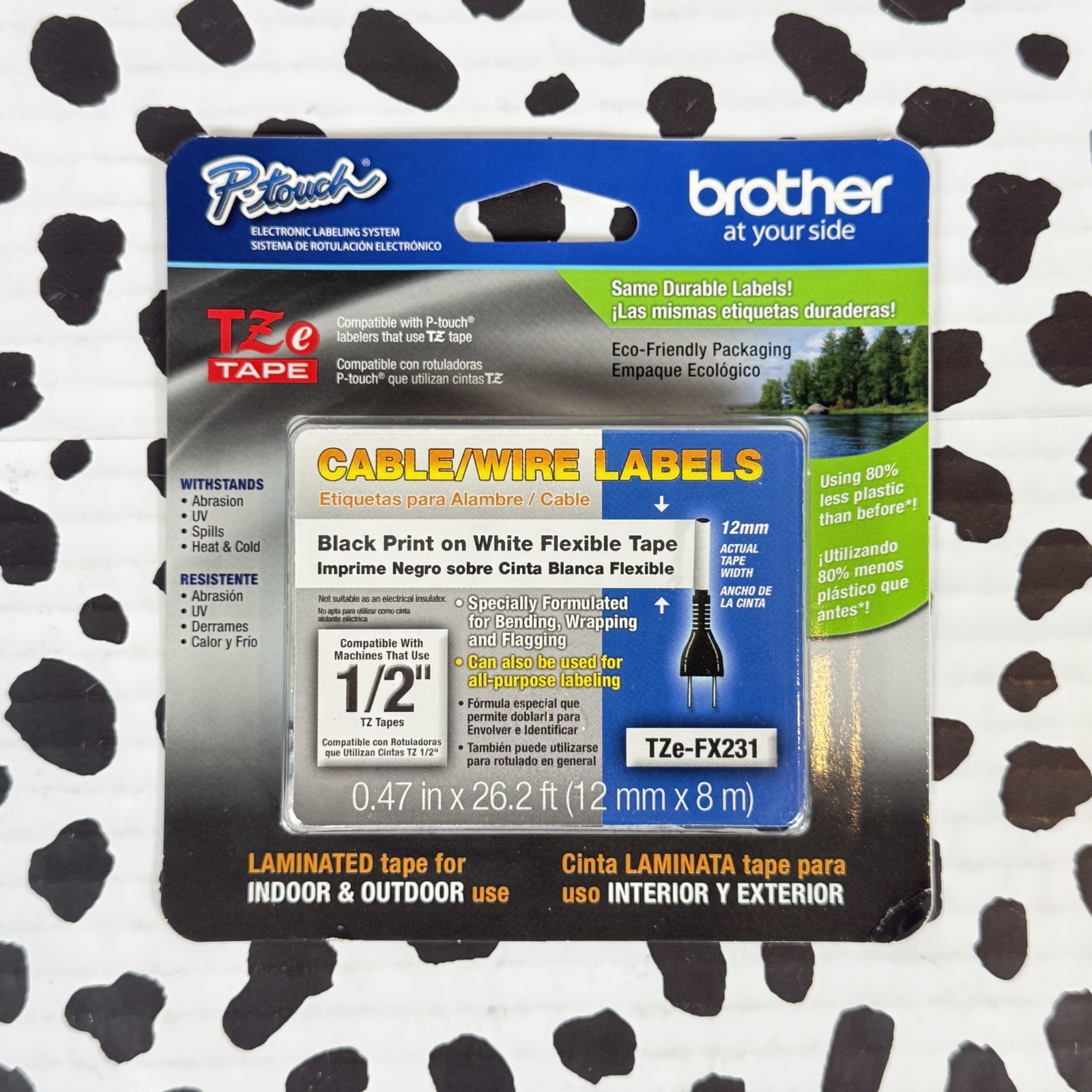 BROTHER P-Touch TZe-FX231 12mm White Standard Laminated Label Tape Lot of 20