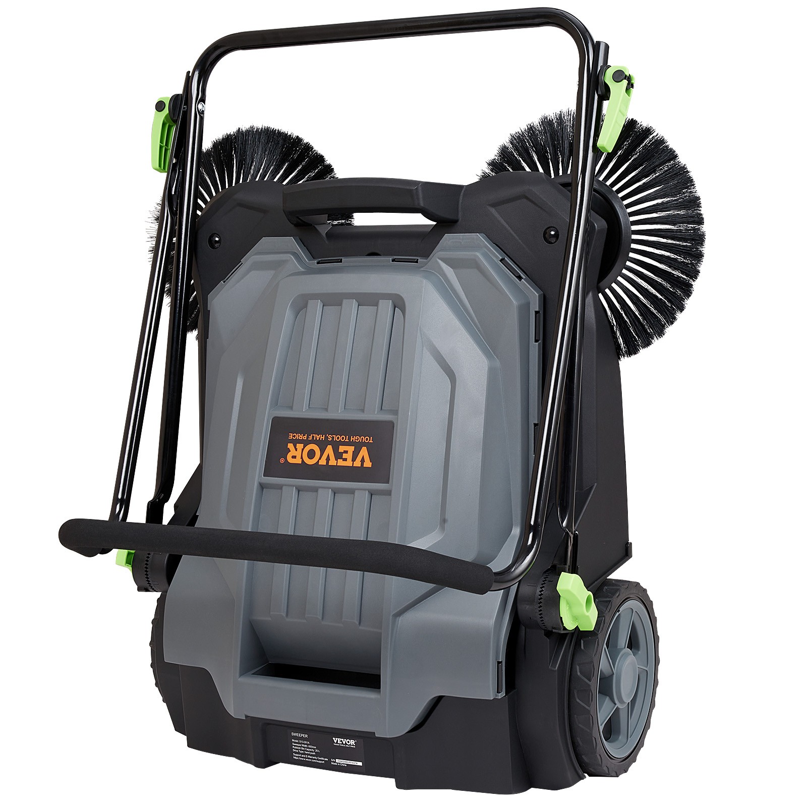 VEVOR Walk-behind Hand Push Floor Sweeper 25.6″ Width 5 Gallon Waste Container