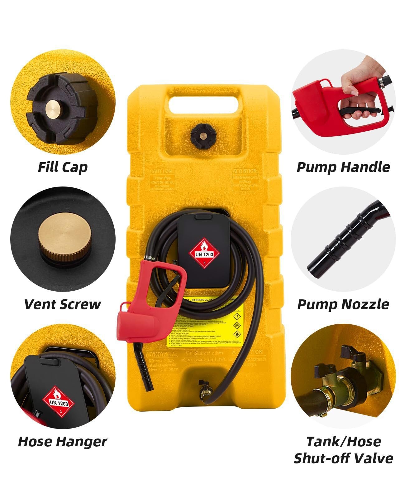 15 Gal Fuel Tank Heavy-Duty Fuel Tank Fuel Caddy with Manual Fuel Transfer Pump